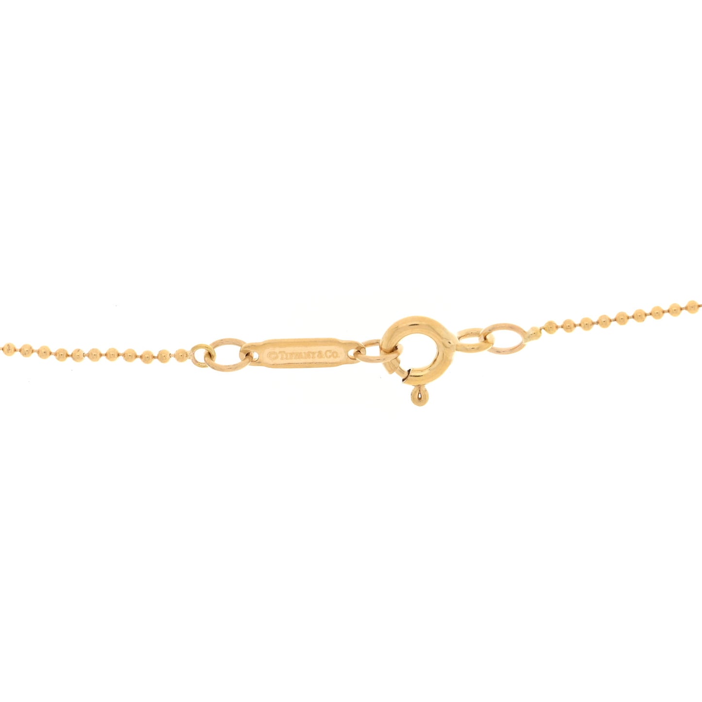 18K Yellow Gold Vintage Oval Key Pendant Bead Chain Necklace