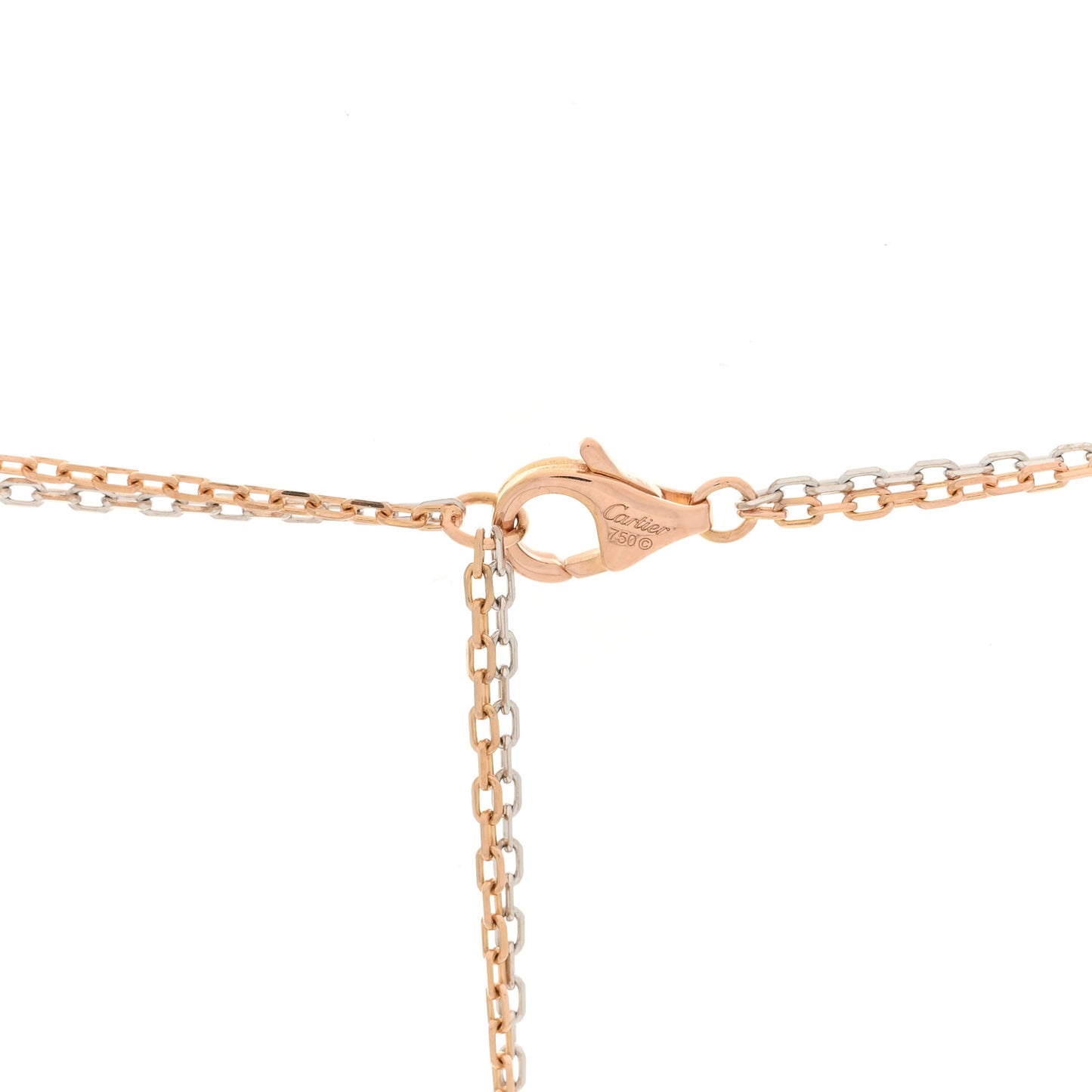 18K White Pink Gold Diamond Three Ring LOVE Pendant Necklace