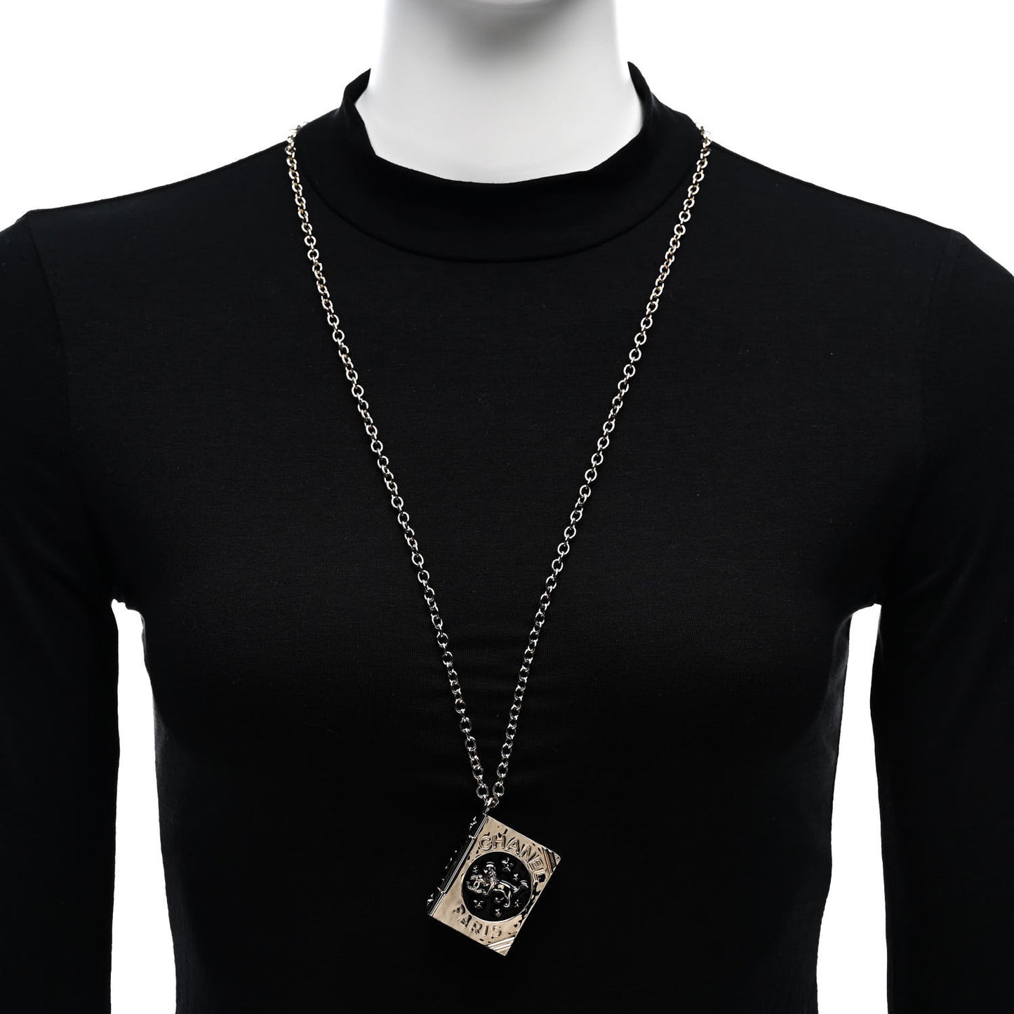 Metal CC Lion Book Locket Necklace Gold