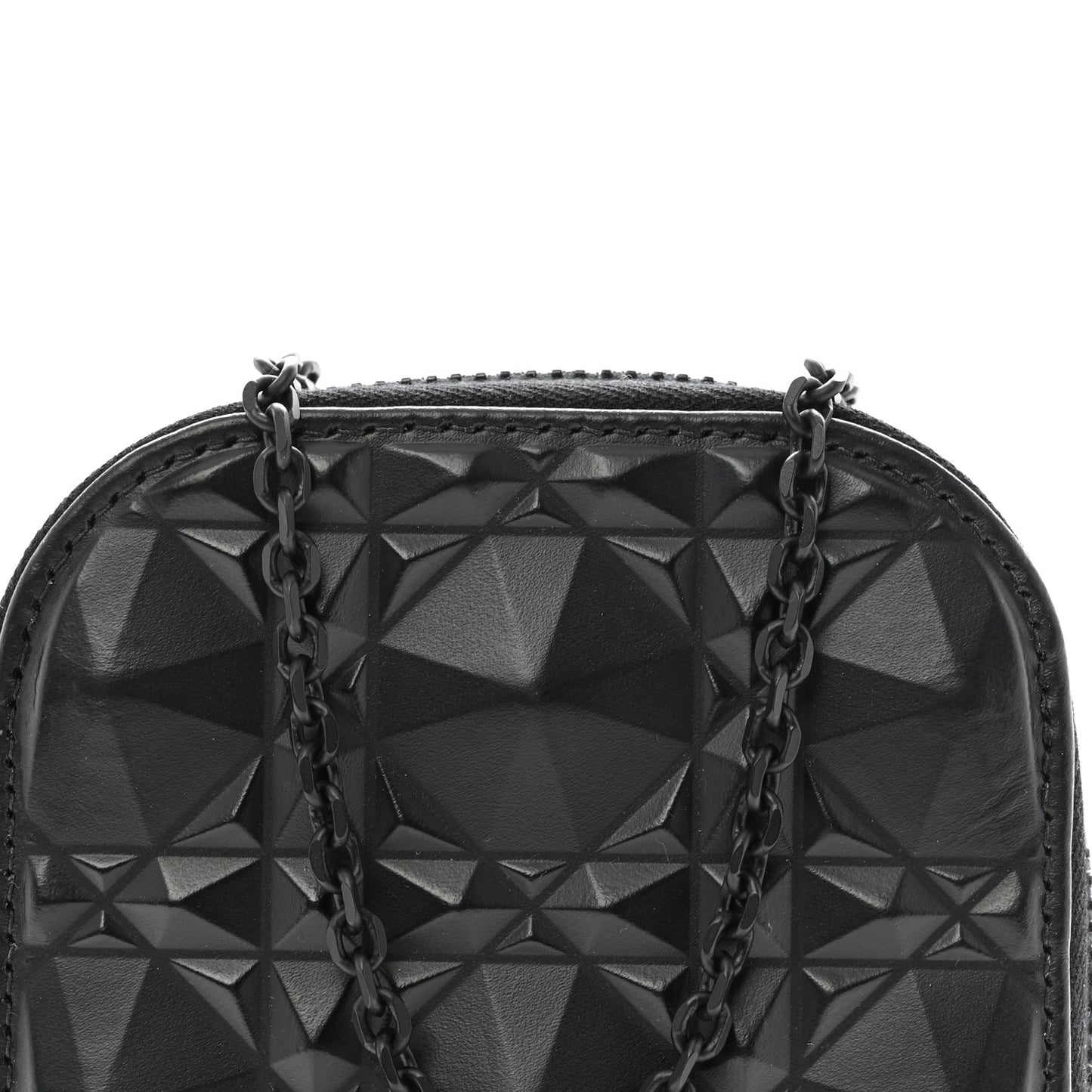 Calfskin Cannage Diamond Cannage Phone Holder Black