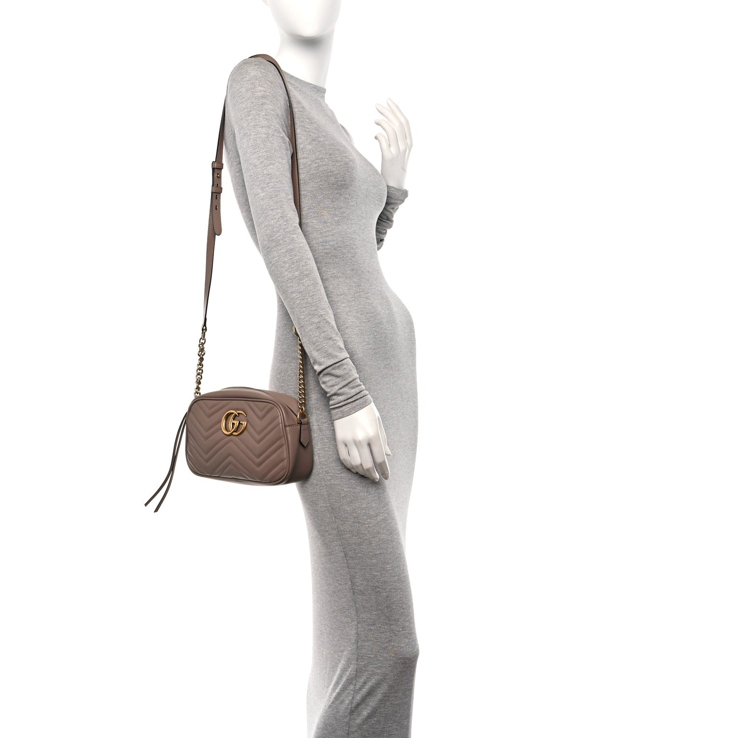 Calfskin Matelasse Small GG Marmont Chain Shoulder Bag Porcelain Rose