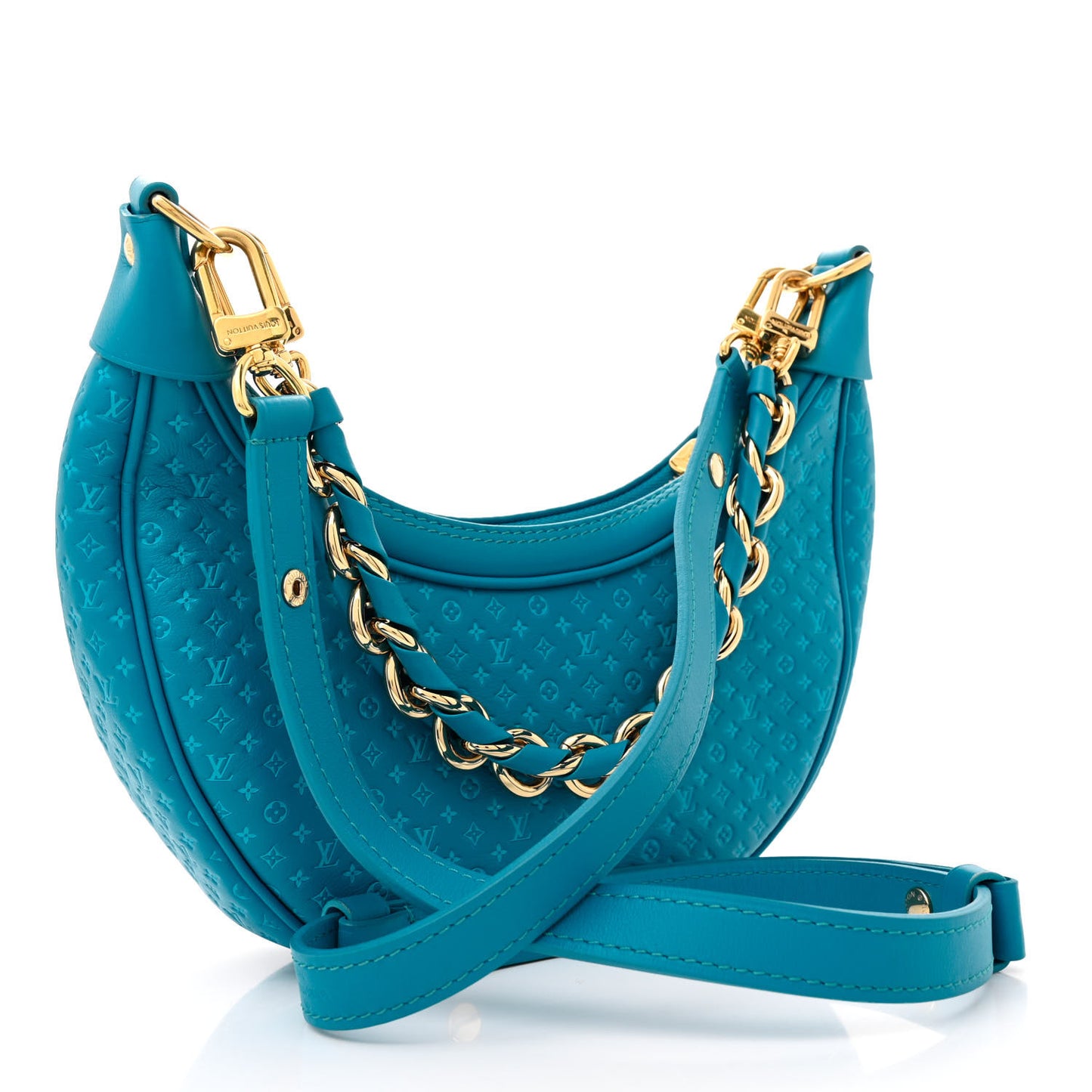 Calfskin Nanogram Embossed Loop PM Bleu