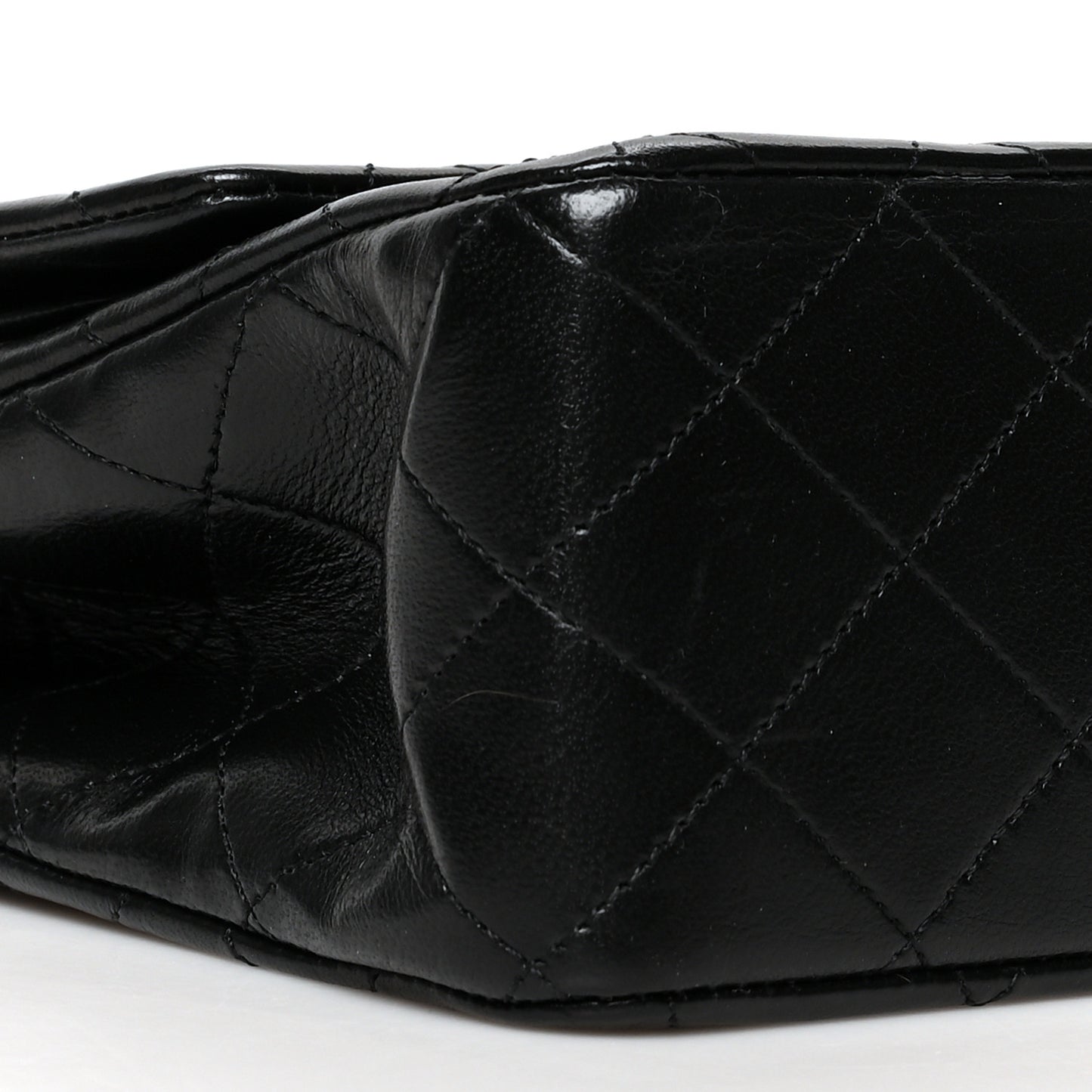 Lambskin Quilted Medium Double Flap Black
