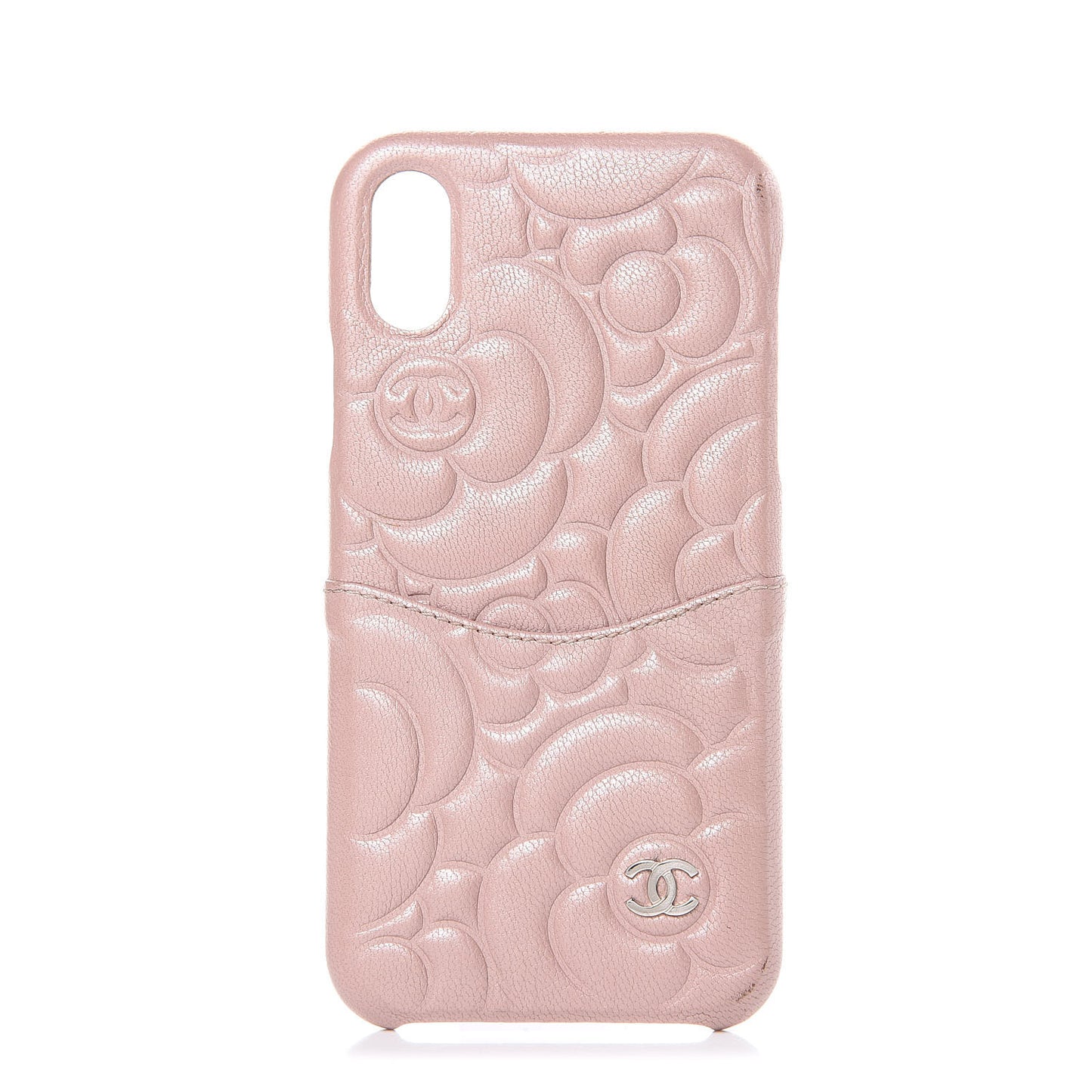 Goatskin Camellia iPhone X Case Pink