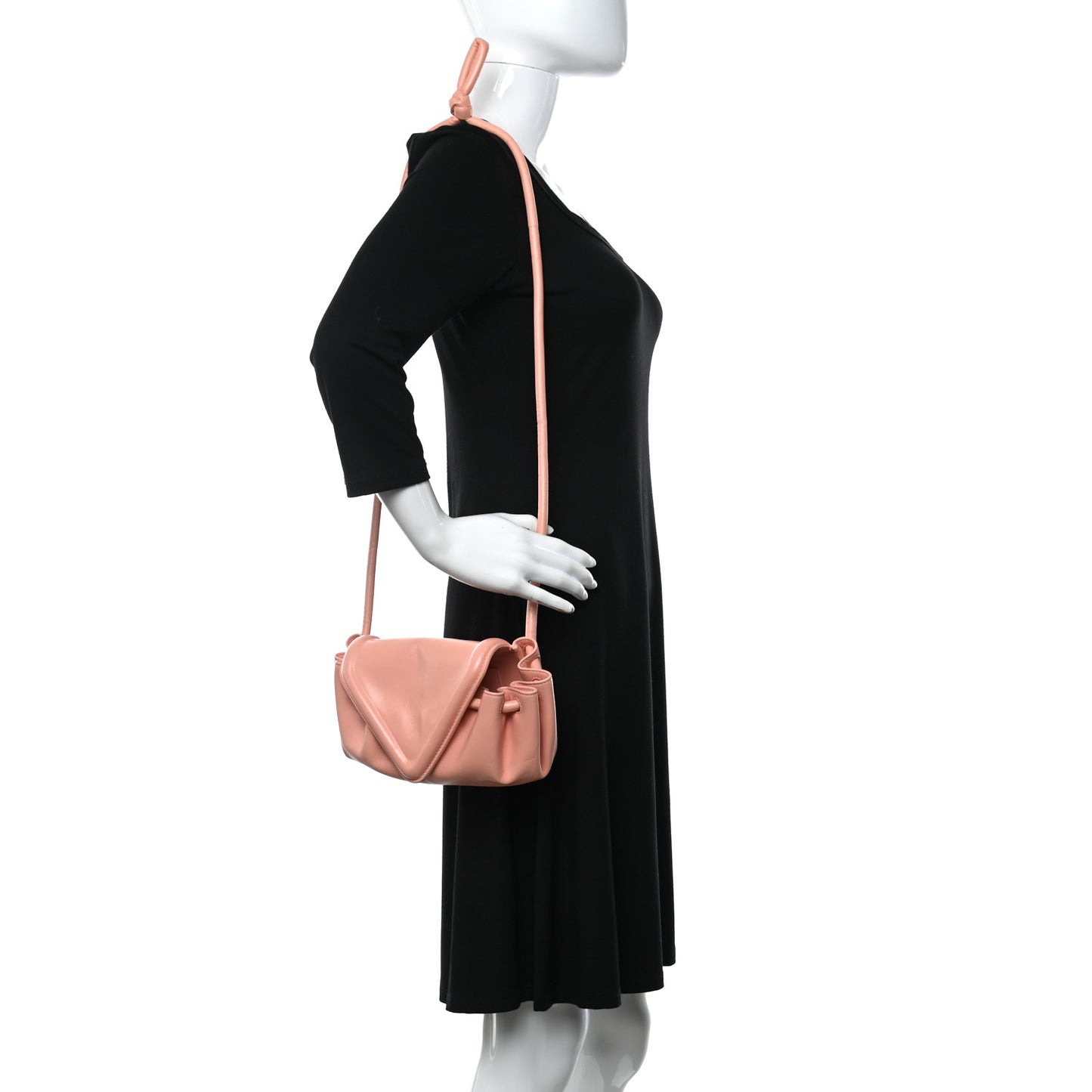 Lambskin Small Beak Triangle Flap Shoulder Bag Peachy Silver