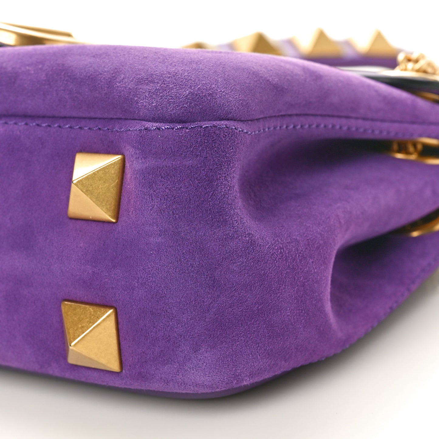 Nappa Suede Stud Sign Shoulder Bag Indian Violet