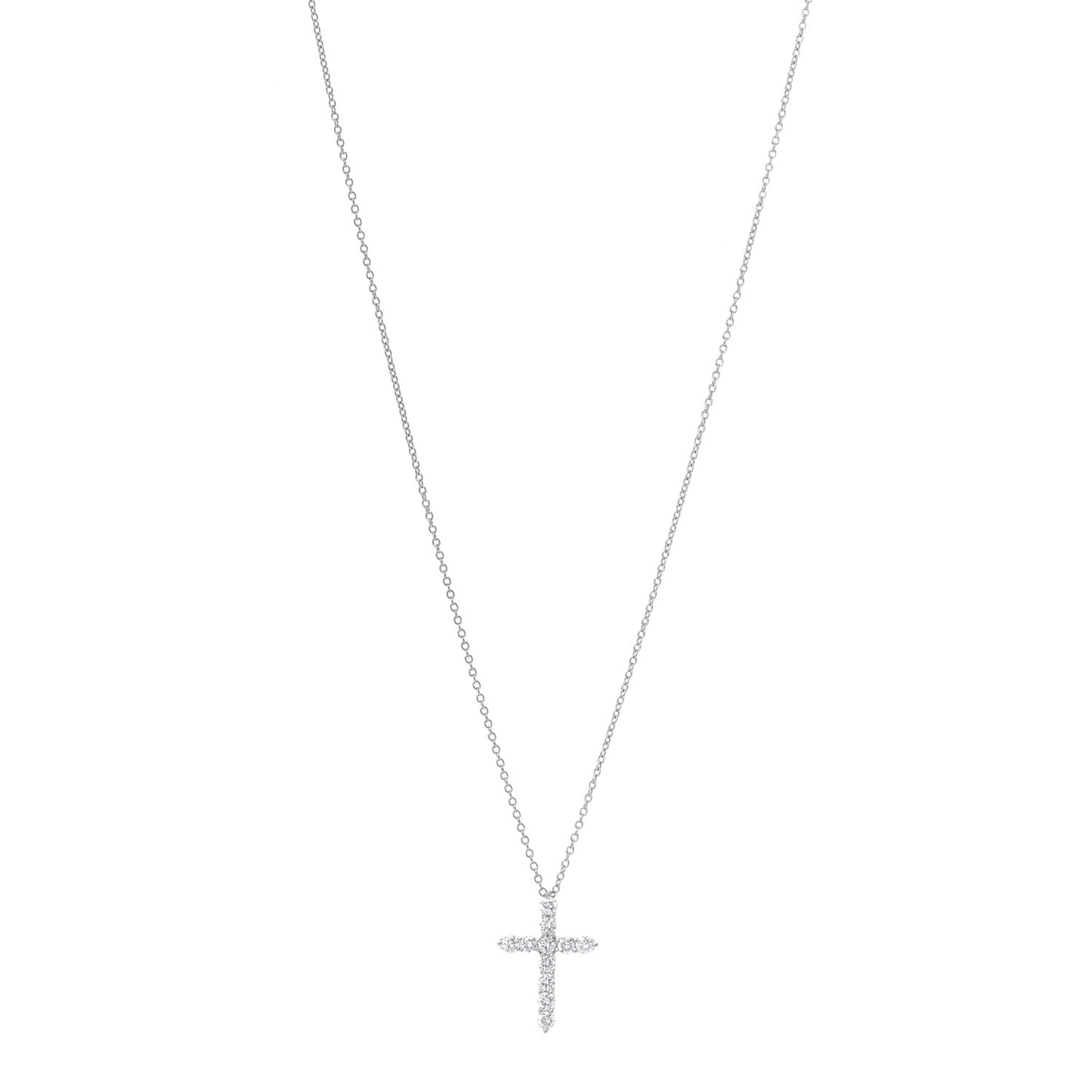 Platinum Diamond Small Cross Pendant Necklace