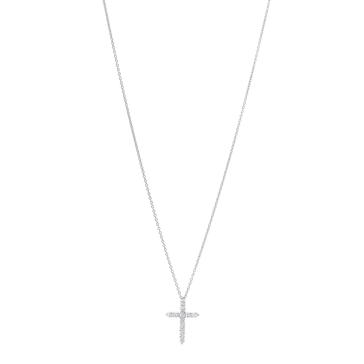 Tiffany Platinum Diamond Small Cross Pendant Necklace 1 of 6