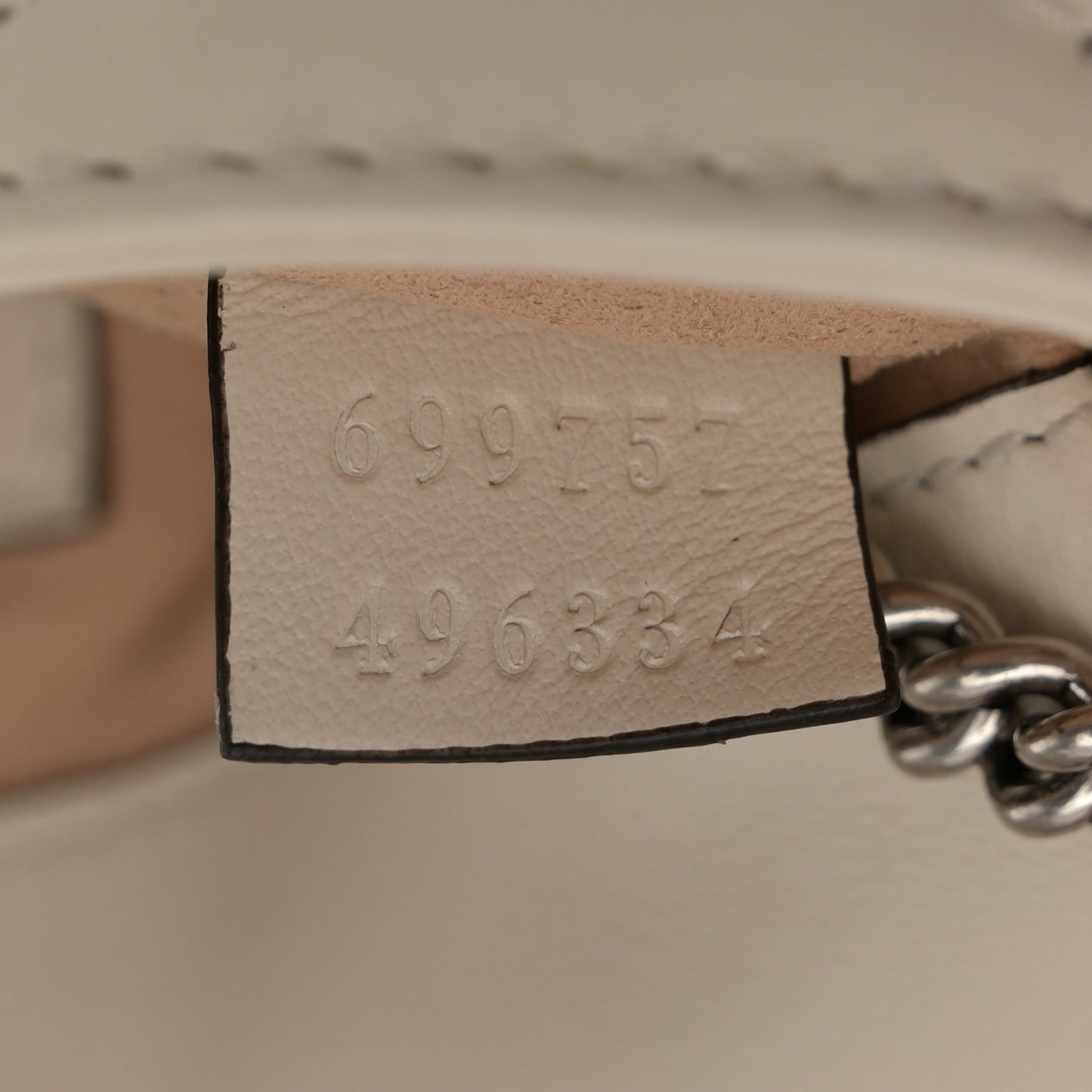 Calfskin Matelasse Monochrome GG Marmont Chain Belt Bag Mystic White