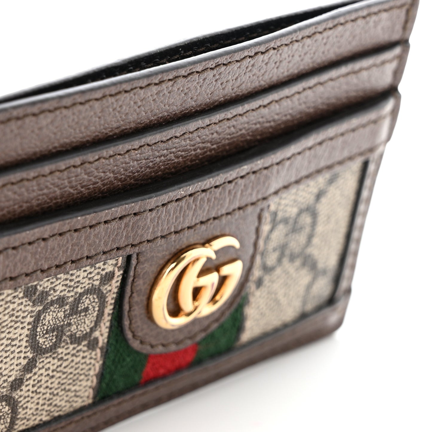 GG Supreme Monogram Ophidia Card Holder Brown