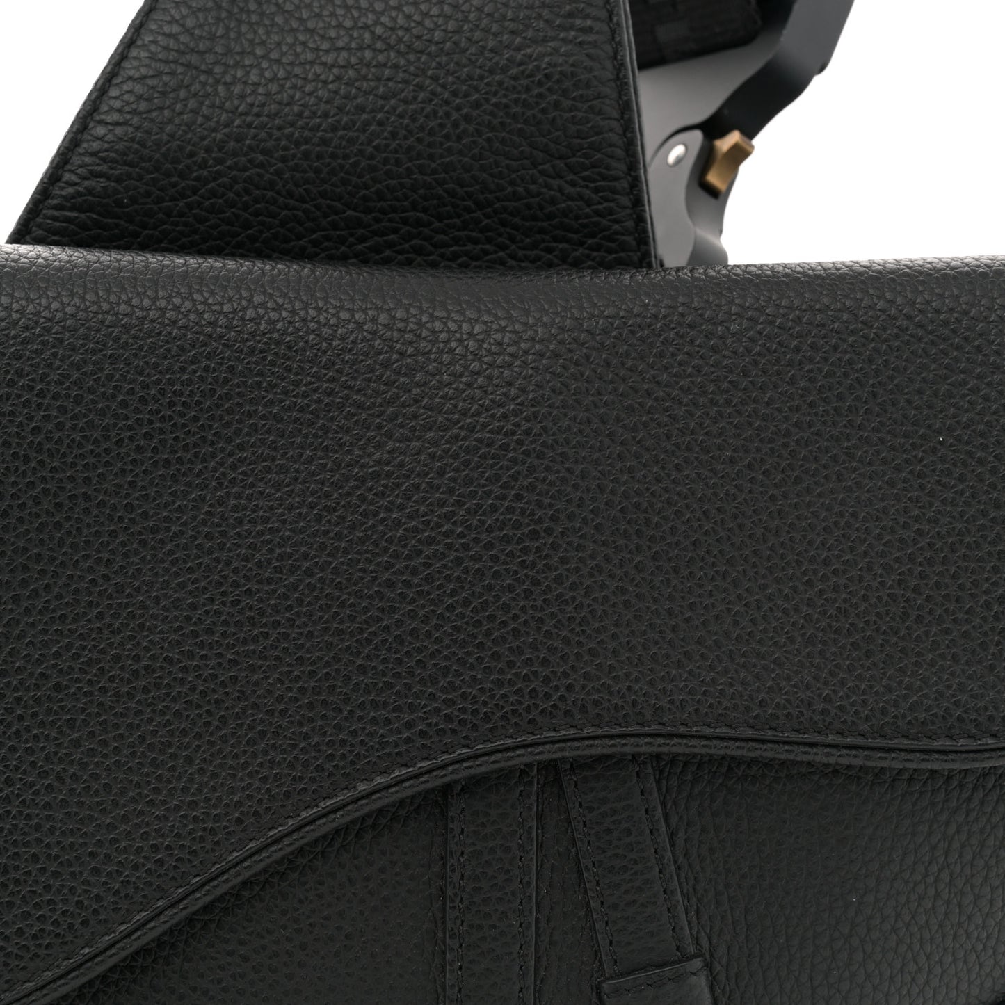 Grained Calfskin Mens Saddle Bag Black