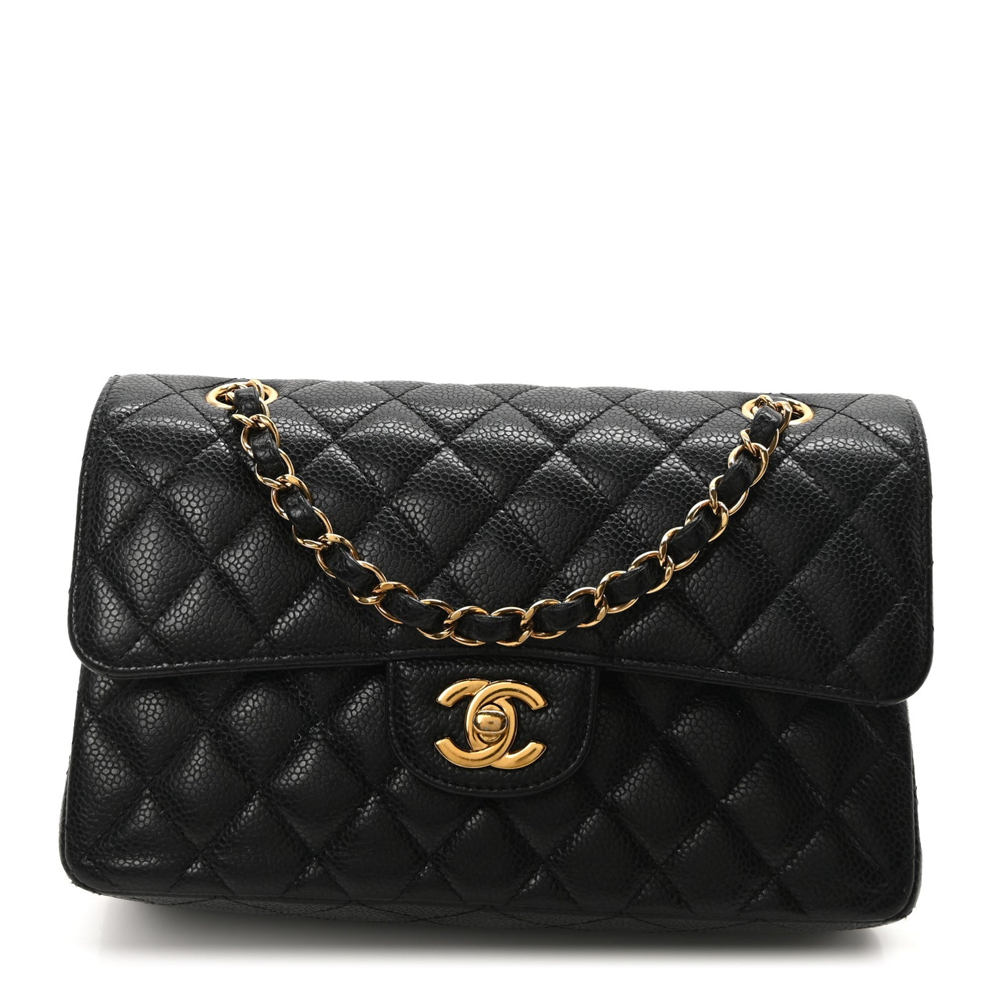 Caviar Quilted Small Double Flap Black