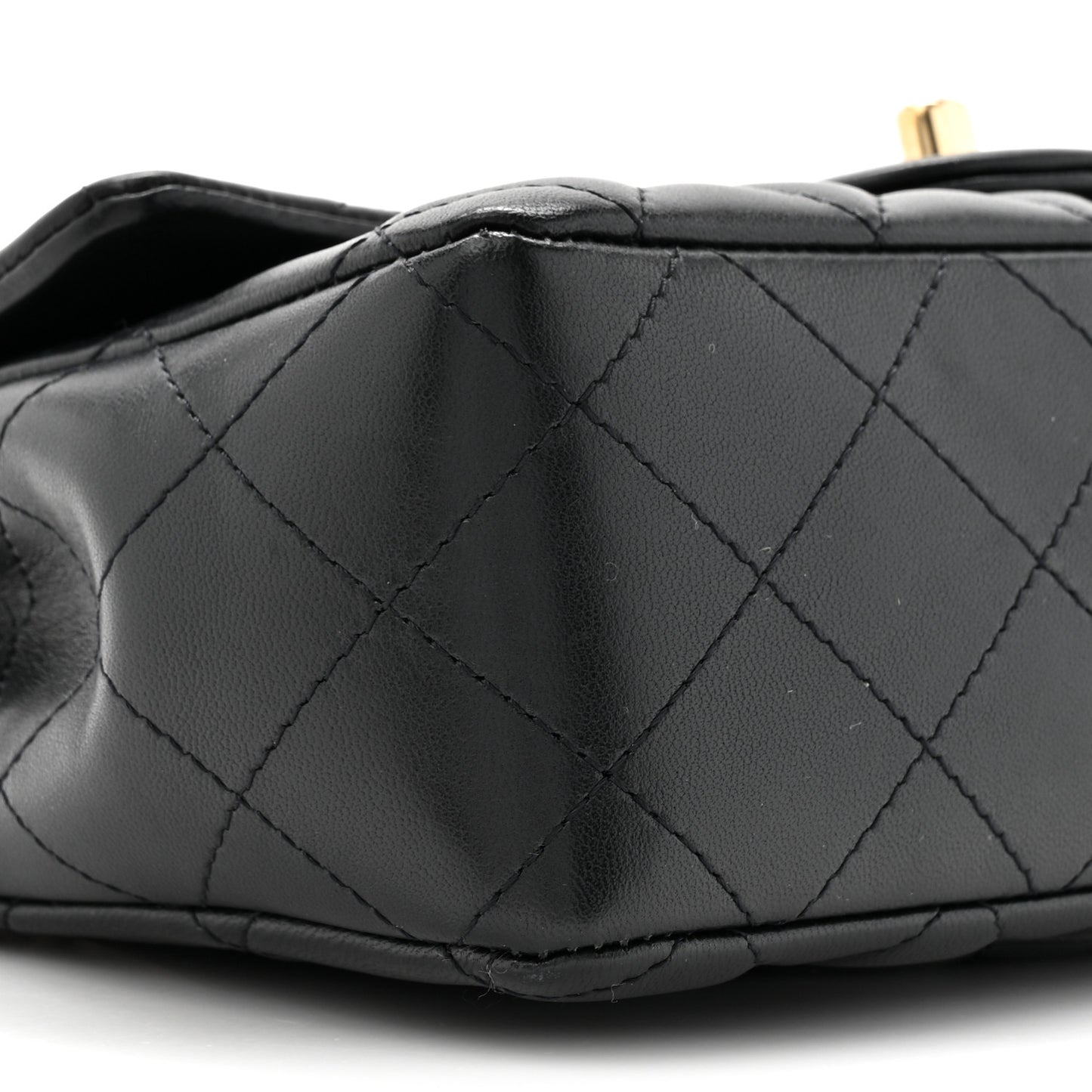Lambskin Quilted Mini Coco Charms Rectangular Flap Black