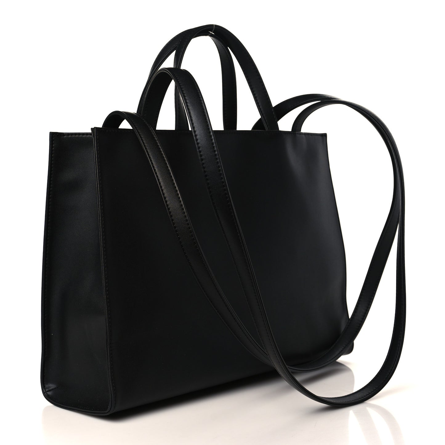 Vegan Leather Medium Shopping Bag Black