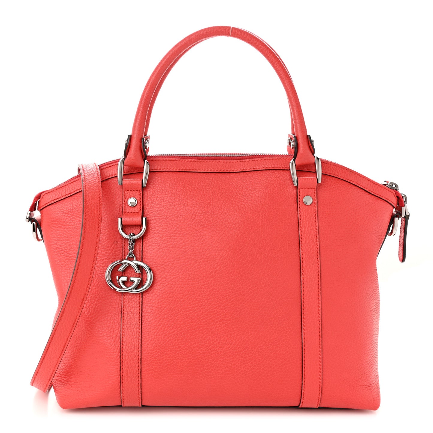 Dollar Calfskin Medium GG Charm Dome Satchel Sporting Red