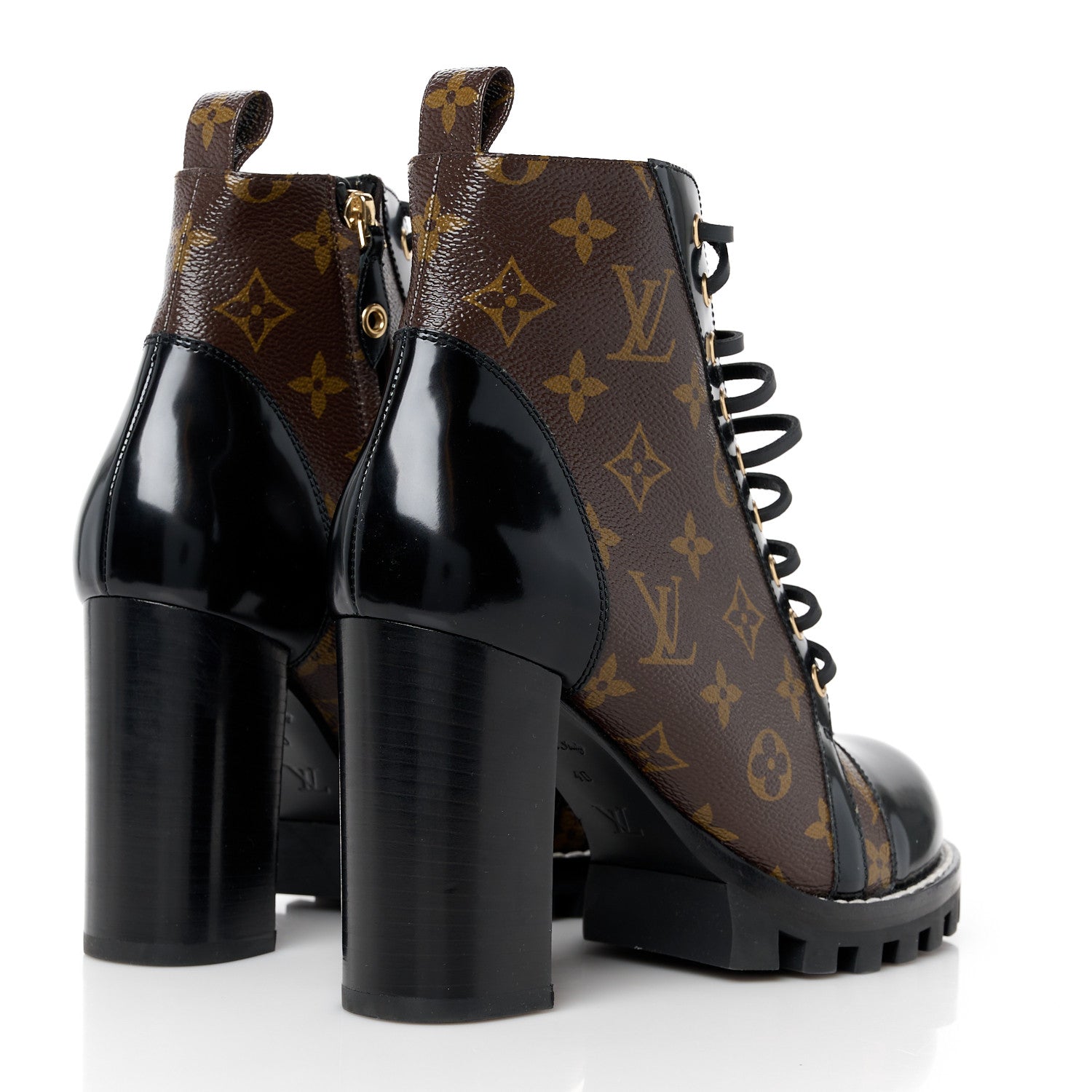 Louis Vuitton Patent Calfskin Monogram Star Trail Ankle Boots 40 Black 4 of 9