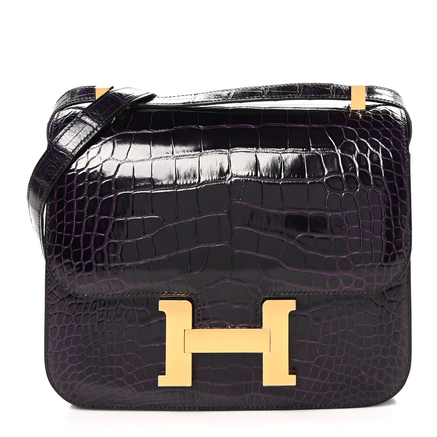Shiny Alligator Constance 24 Aubergine