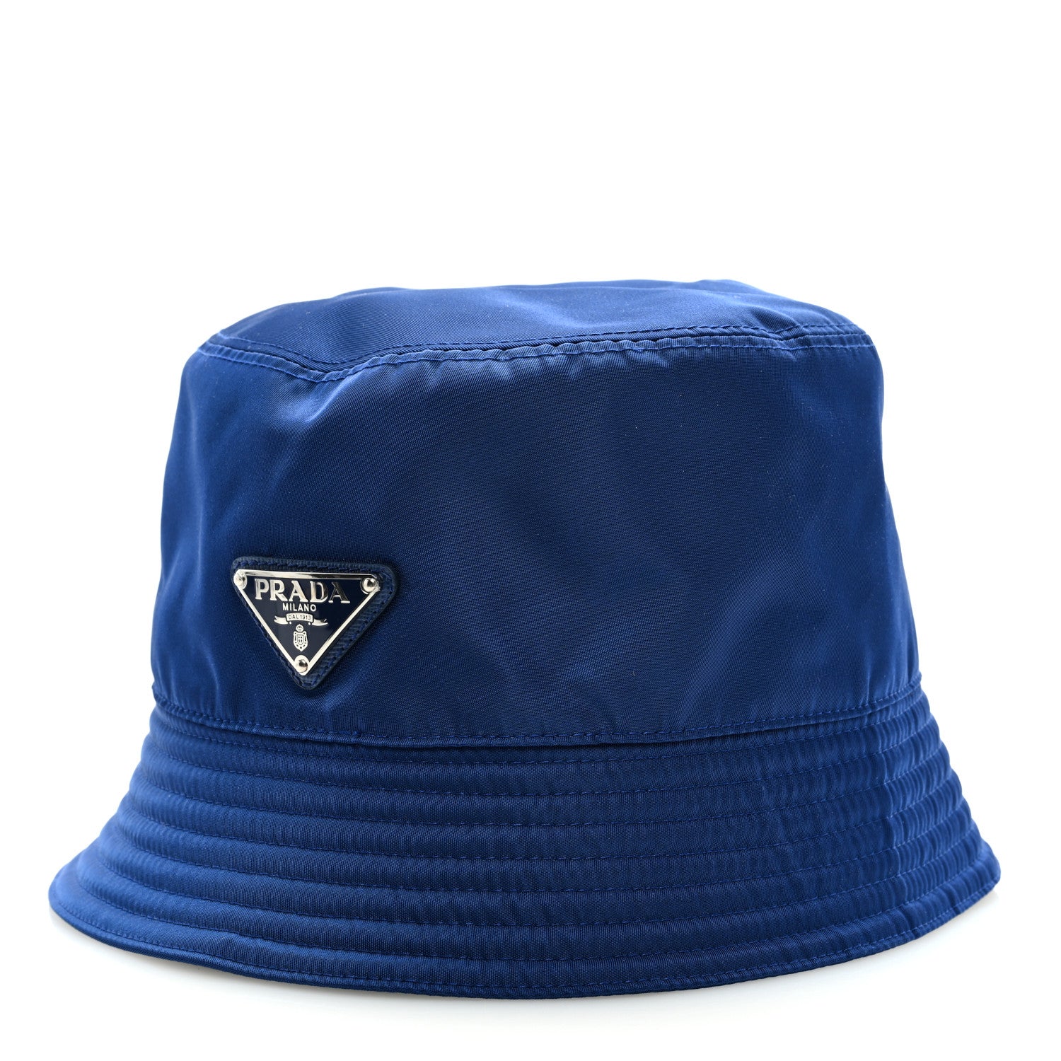 Prada Nylon Metal Triangle Logo Mens Bucket Hat M Bluette 1 of 7