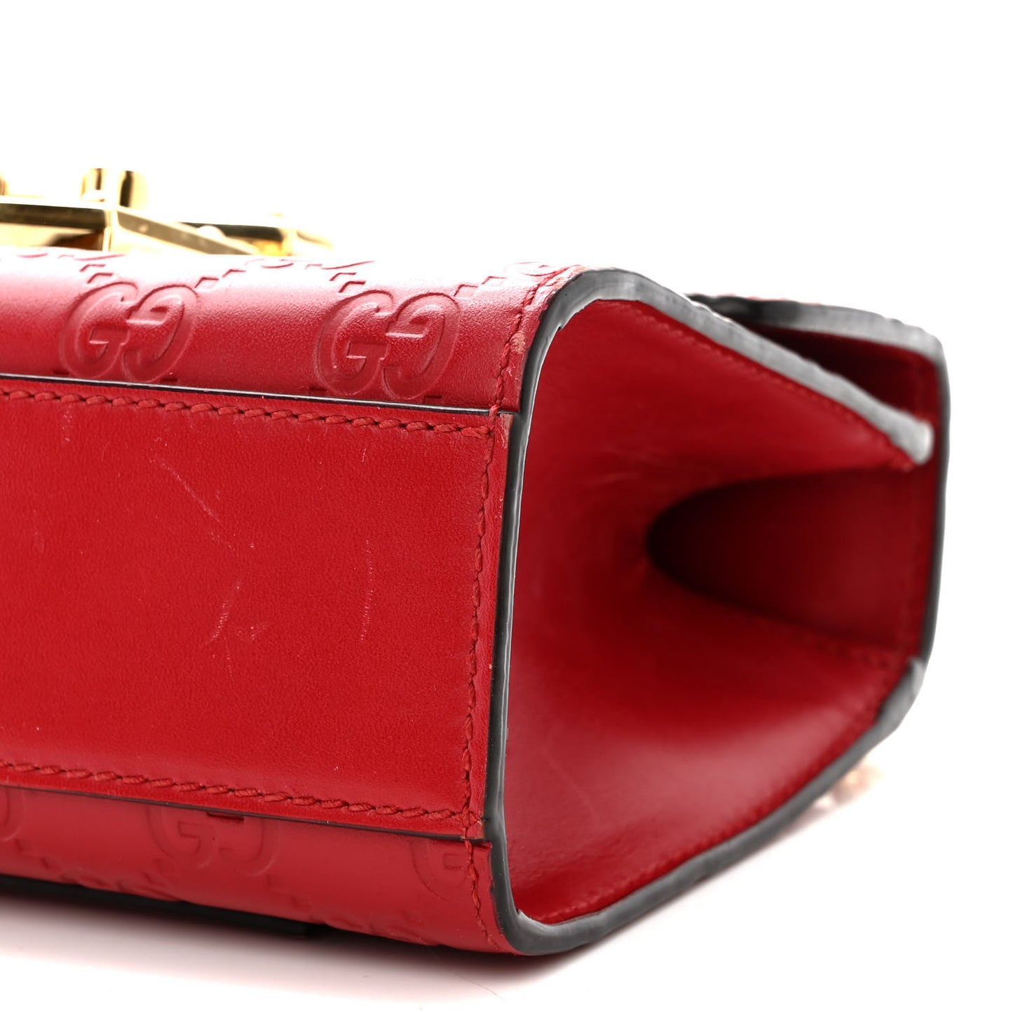 Guccissima Small Padlock Shoulder Bag Hibiscus Red