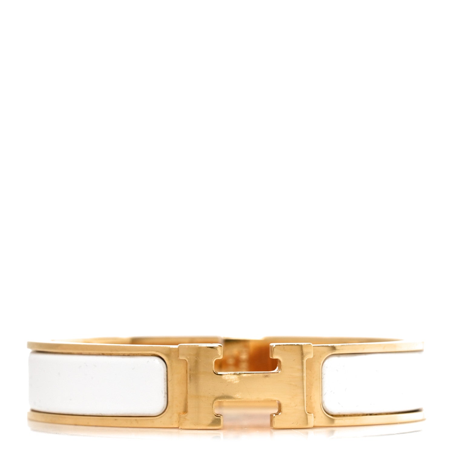 Hermes Enamel Narrow Clic Clac H Bracelet PM White 1904828 