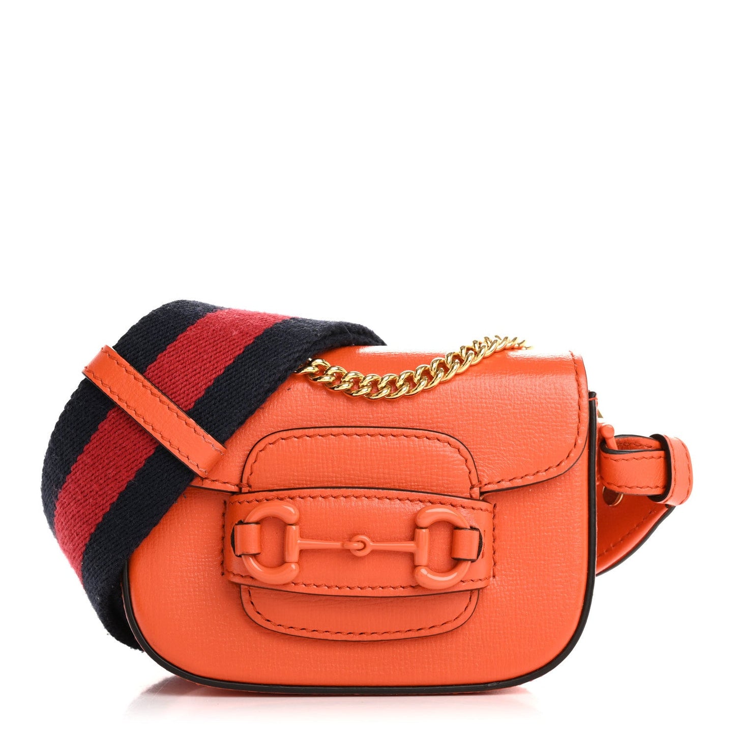 Azalea Calfskin Web Monochrome Horsebit 1955 Wallet On Strap Orange