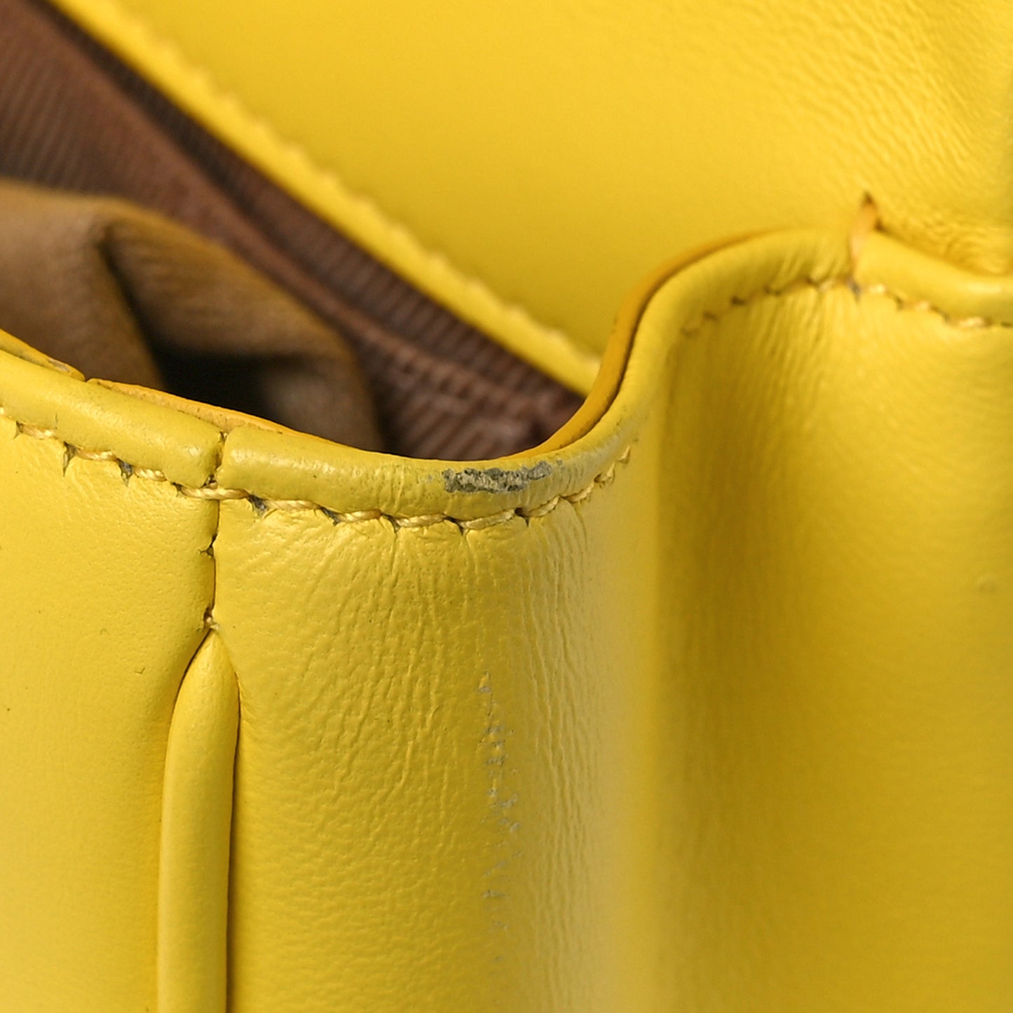 Lambskin Quilted Small Lola Tri-Color Bag Deep Saffron White Beige