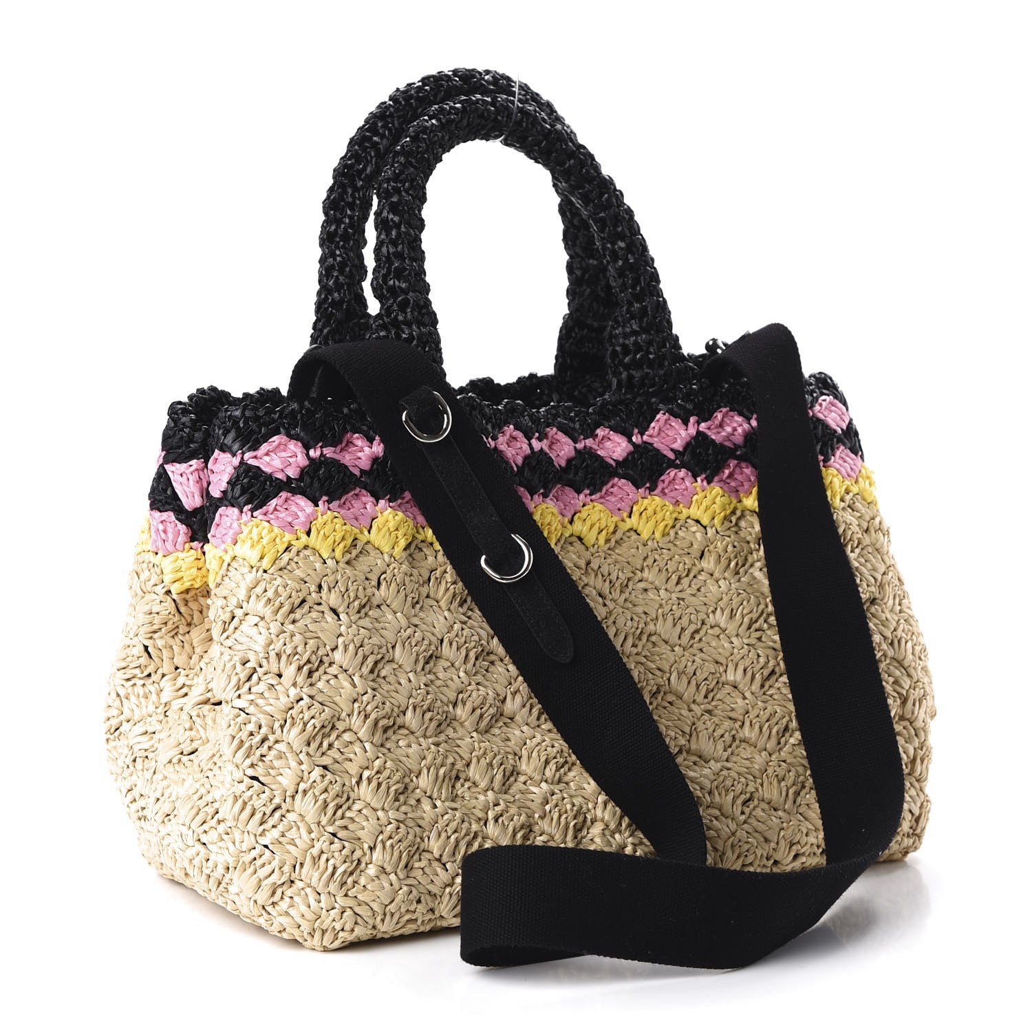 Prada Raffia Crochet Colorblock Giardiniera Tote 3 of 9