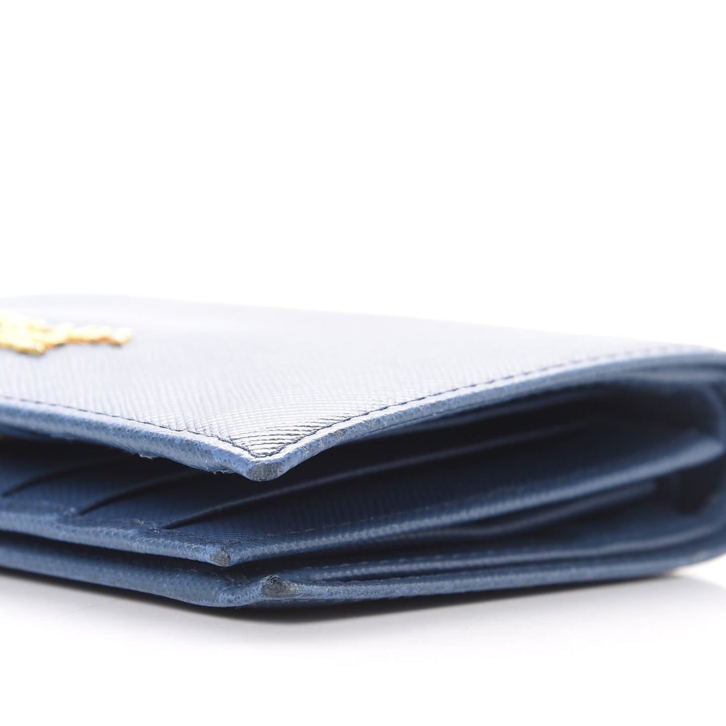 Saffiano Metal Compact Snap Bi-Fold Wallet Cobalto