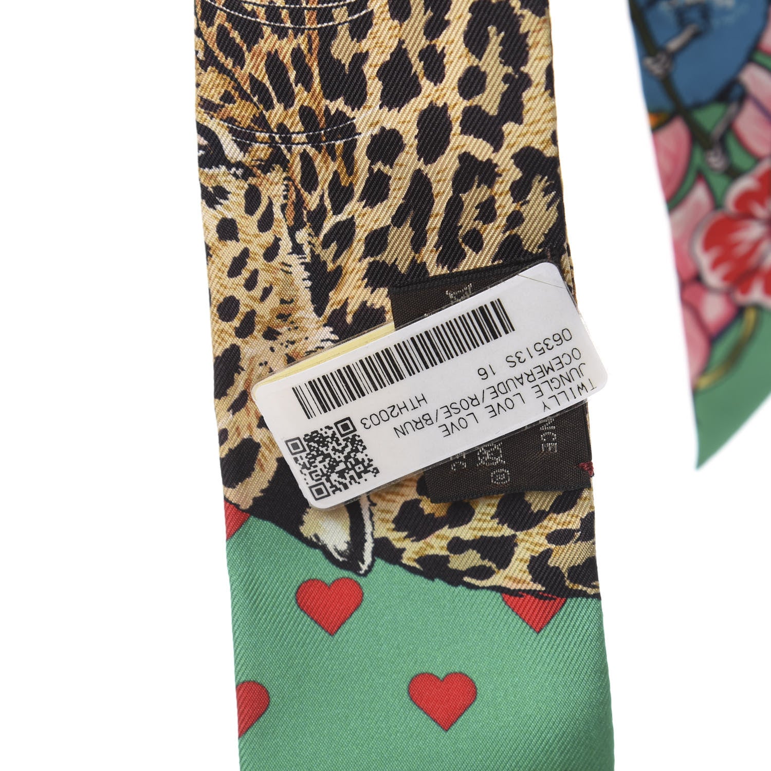 Hermes Silk Jungle Love Love Twilly Emeraude Rose Brun 2 of 4