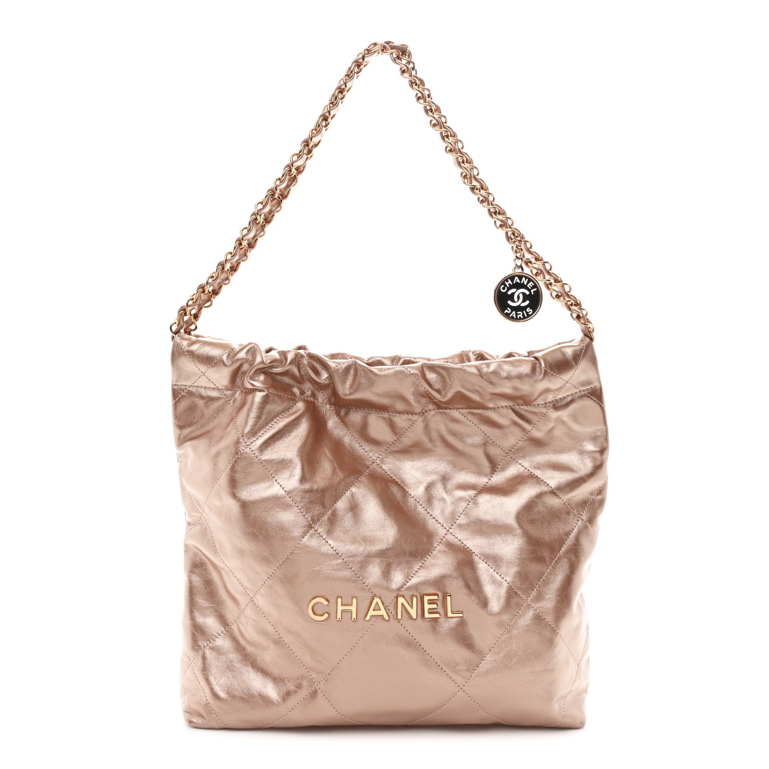 Chanel Metallic Calfskin Quilted Small Chanel 22 Pink 1809105