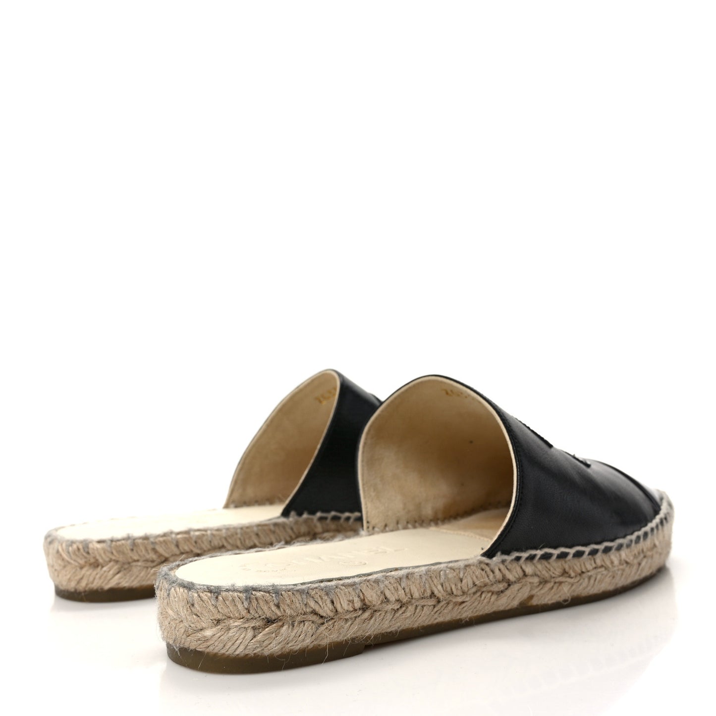 Iridescent Goatskin Patent CC Espadrille Mules 39 Black