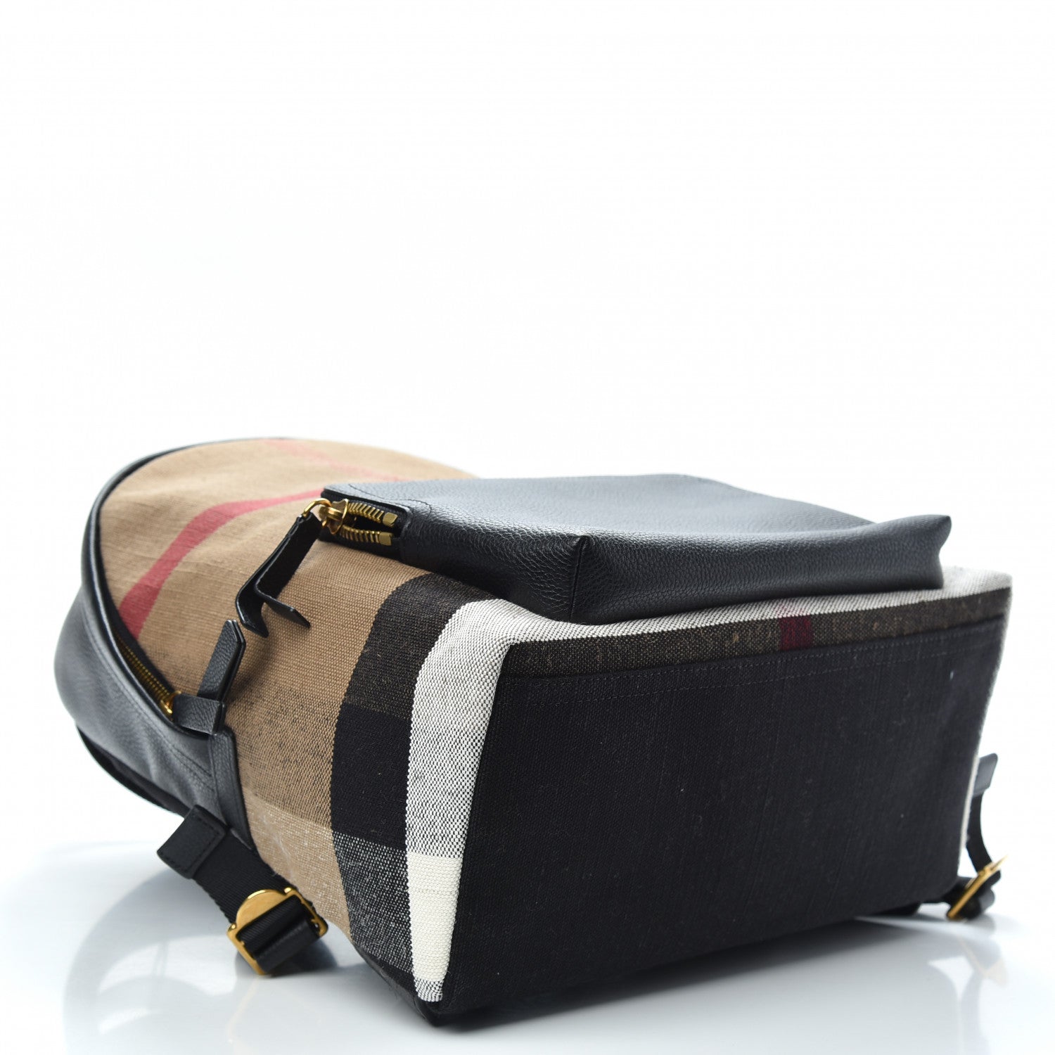 Burberry Mega Check Calfskin Abbeydale Simple Backpack Black Camel 3 of 8