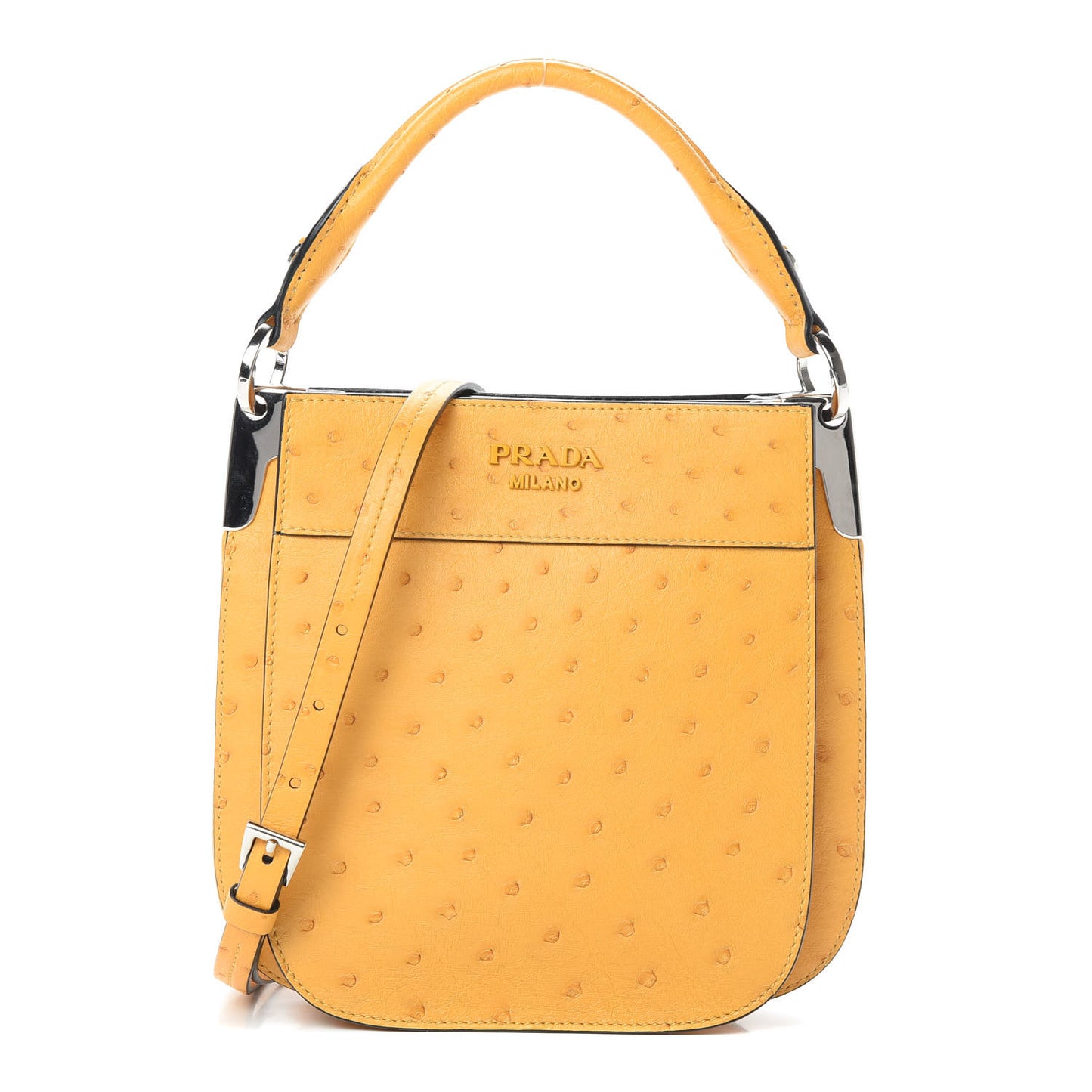 Ostrich Small Margit Hobo Shoulder Bag Mimosa