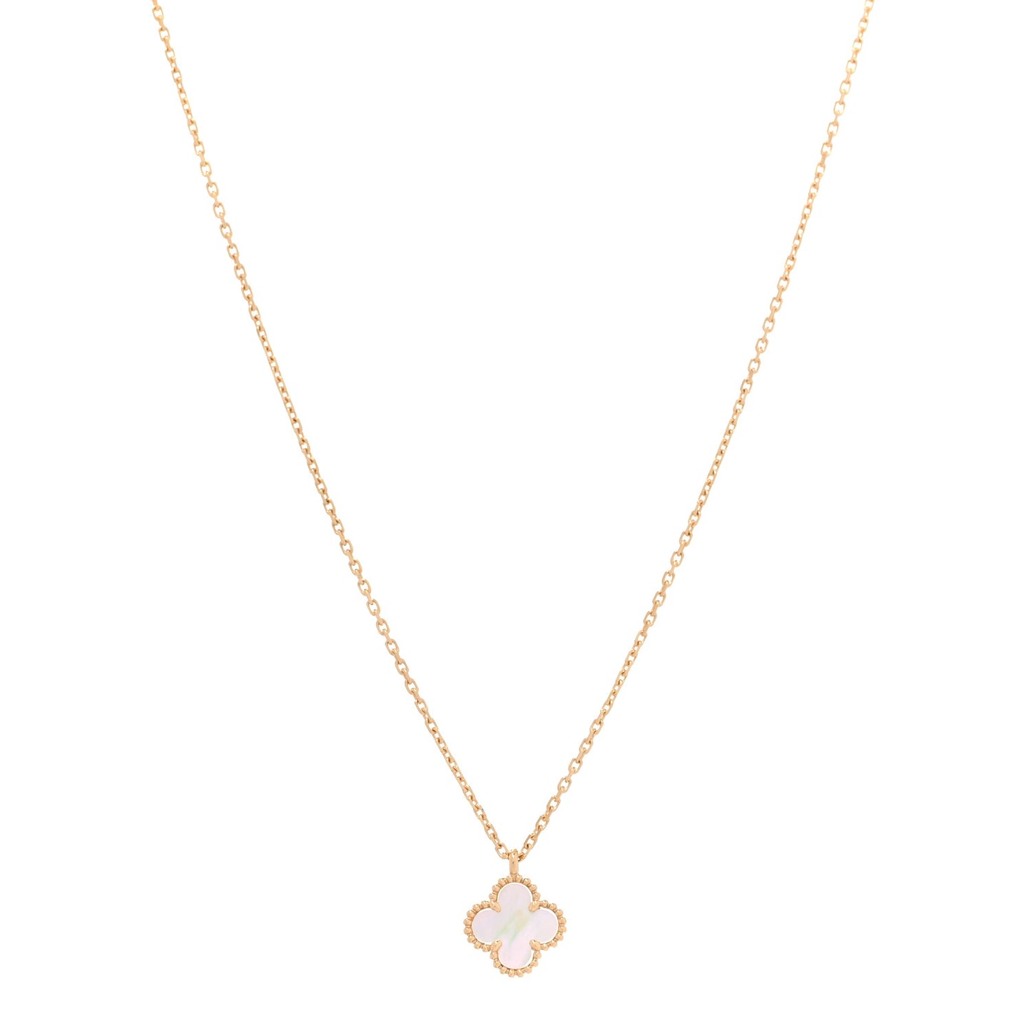 18K Yellow Gold Mother of Pearl Sweet Alhambra Pendant Necklace