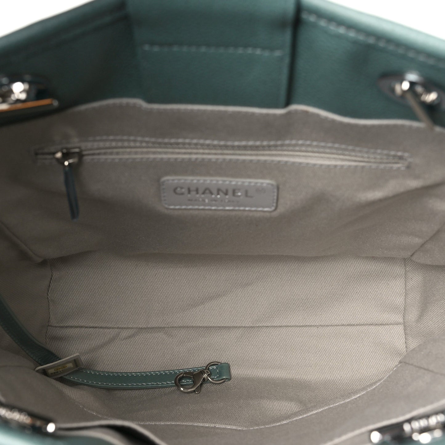 Glazed Calfskin Mini Deauville Tote Green