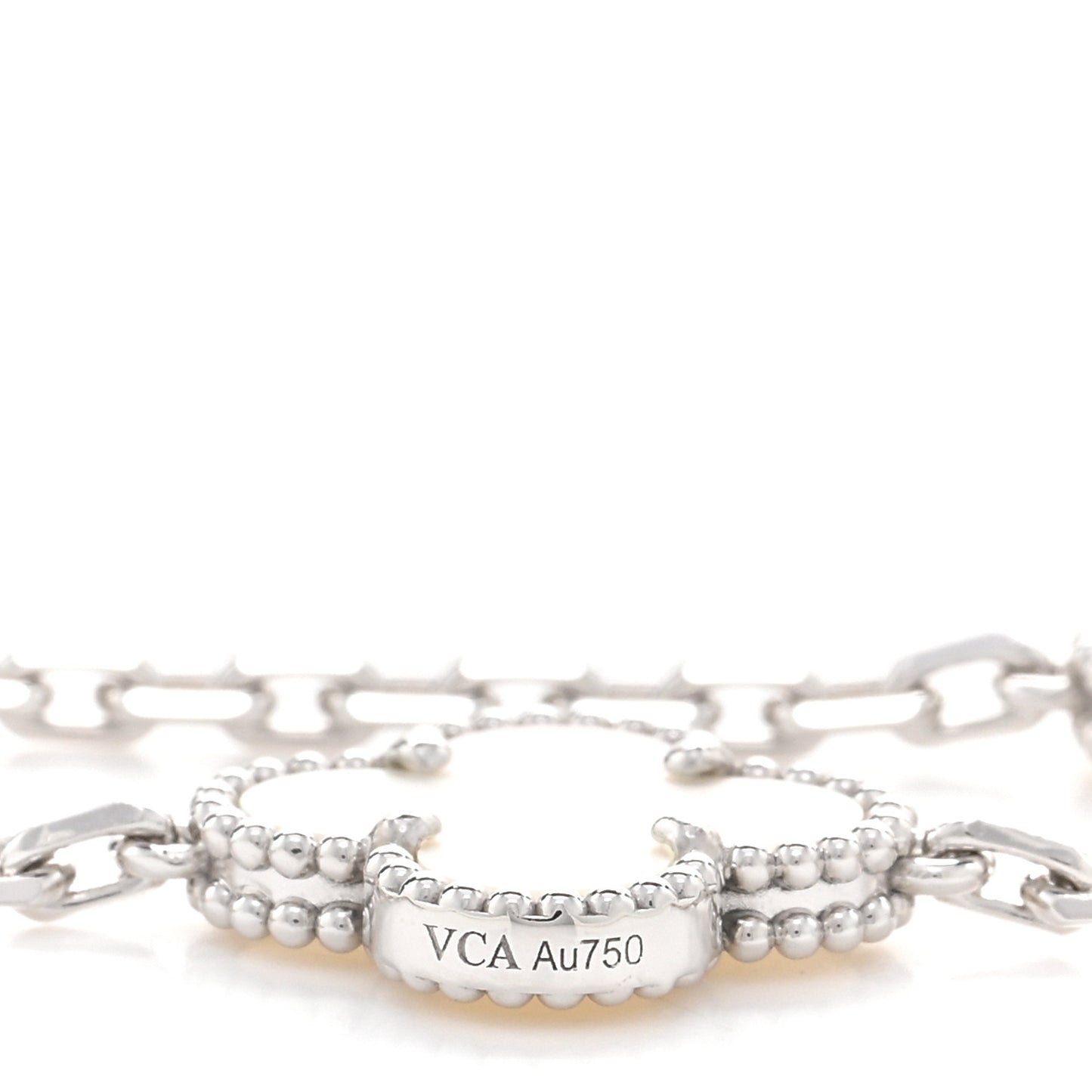 18K White Gold Mother of Pearl 10 Motifs Vintage Alhambra Necklace