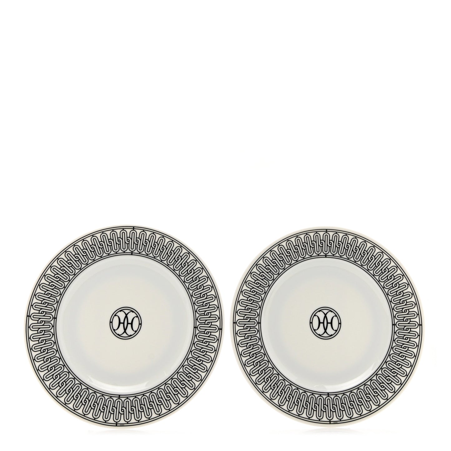 Porcelain H Deco Dessert Plates Set of 2 Black White