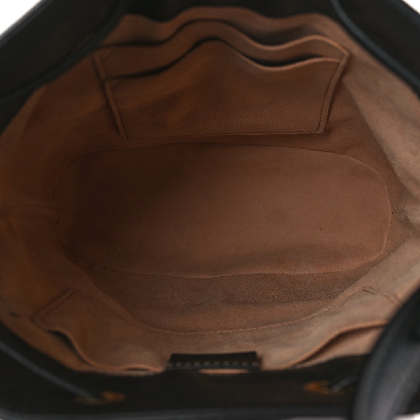 Glazed Textured Calfskin Web Small Ophidia Bucket Bag Black