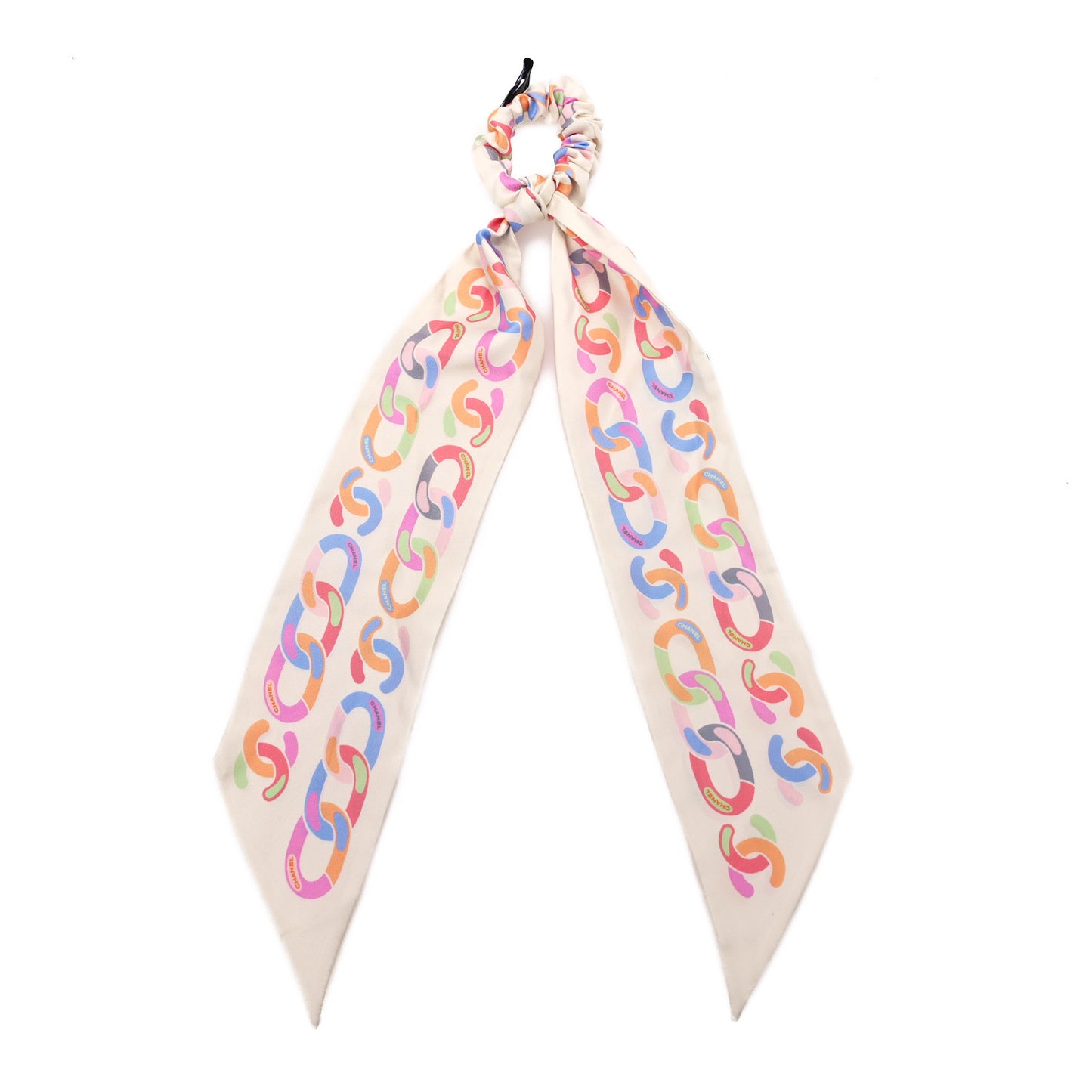 Silk CC Twilly Hair Tie White Multicolor
