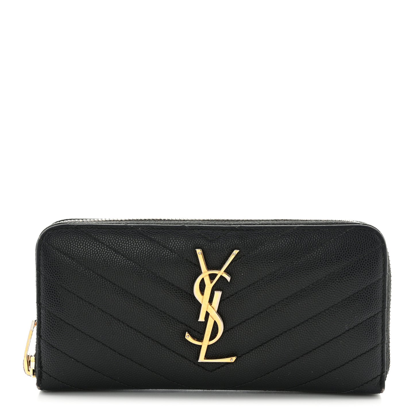 Grain De Poudre Matelasse Chevron Monogram Zip Around Wallet Black