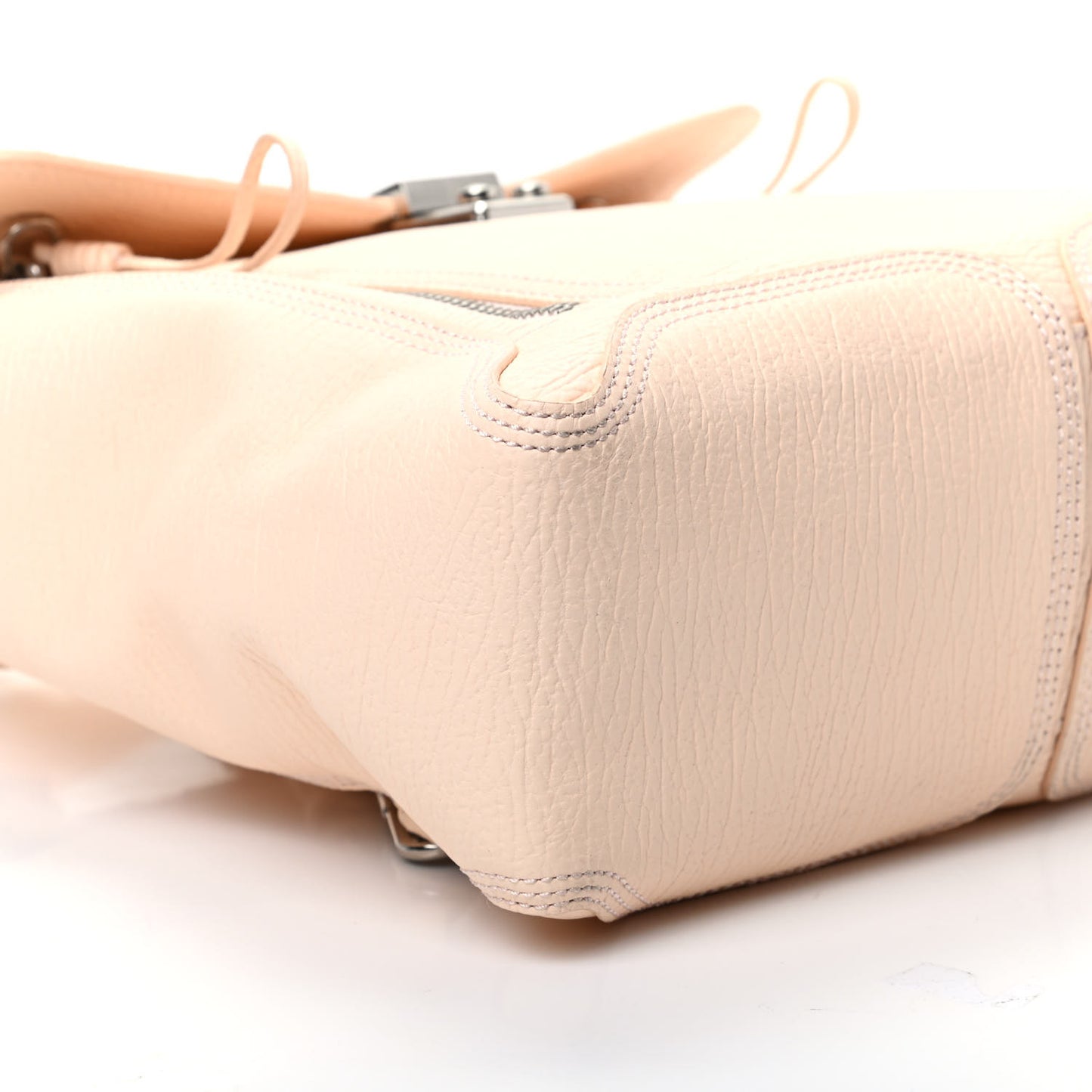 Textured Calfskin Pashli Backpack White Peach