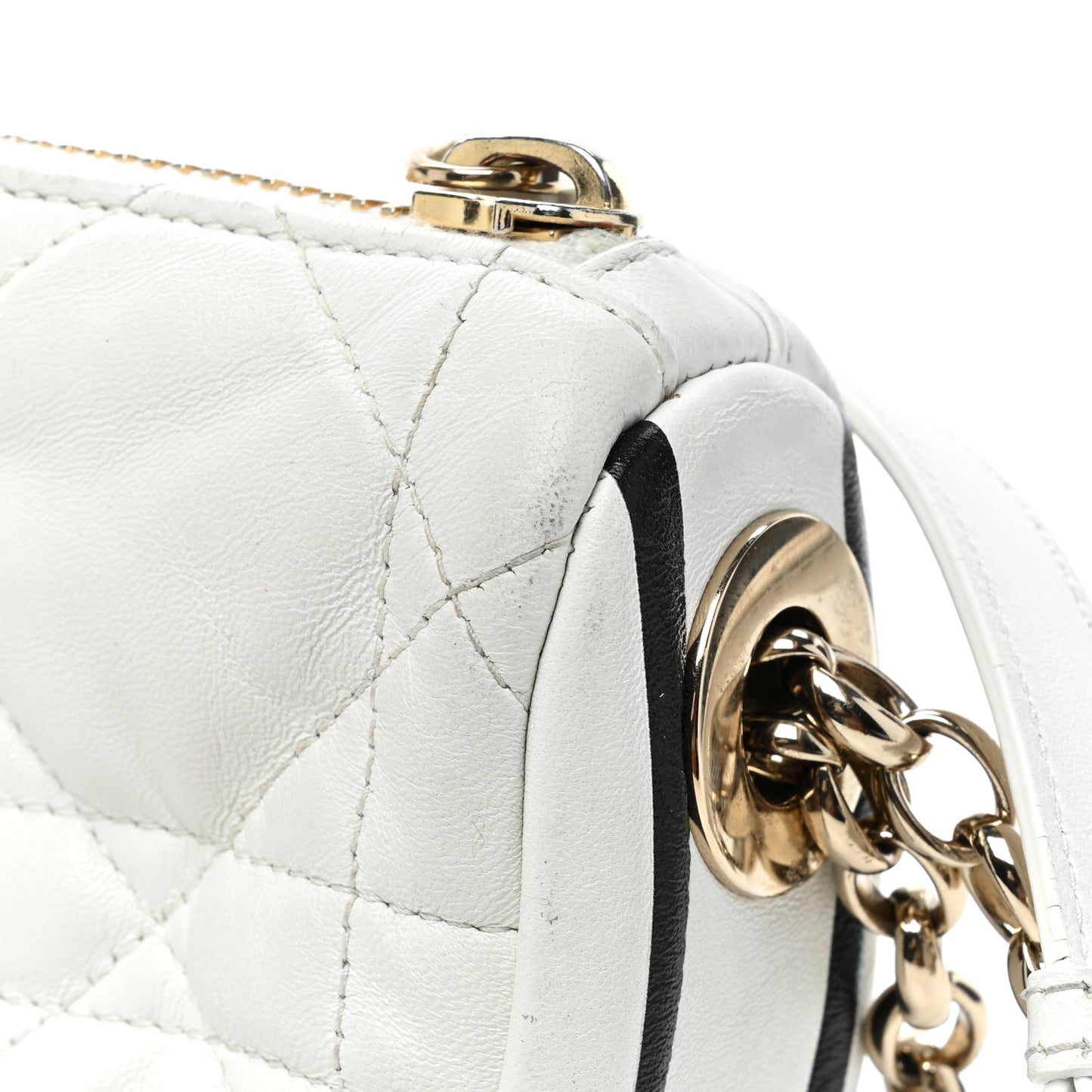 Lambskin Cannage Small Dior Vibe Hobo Bag White