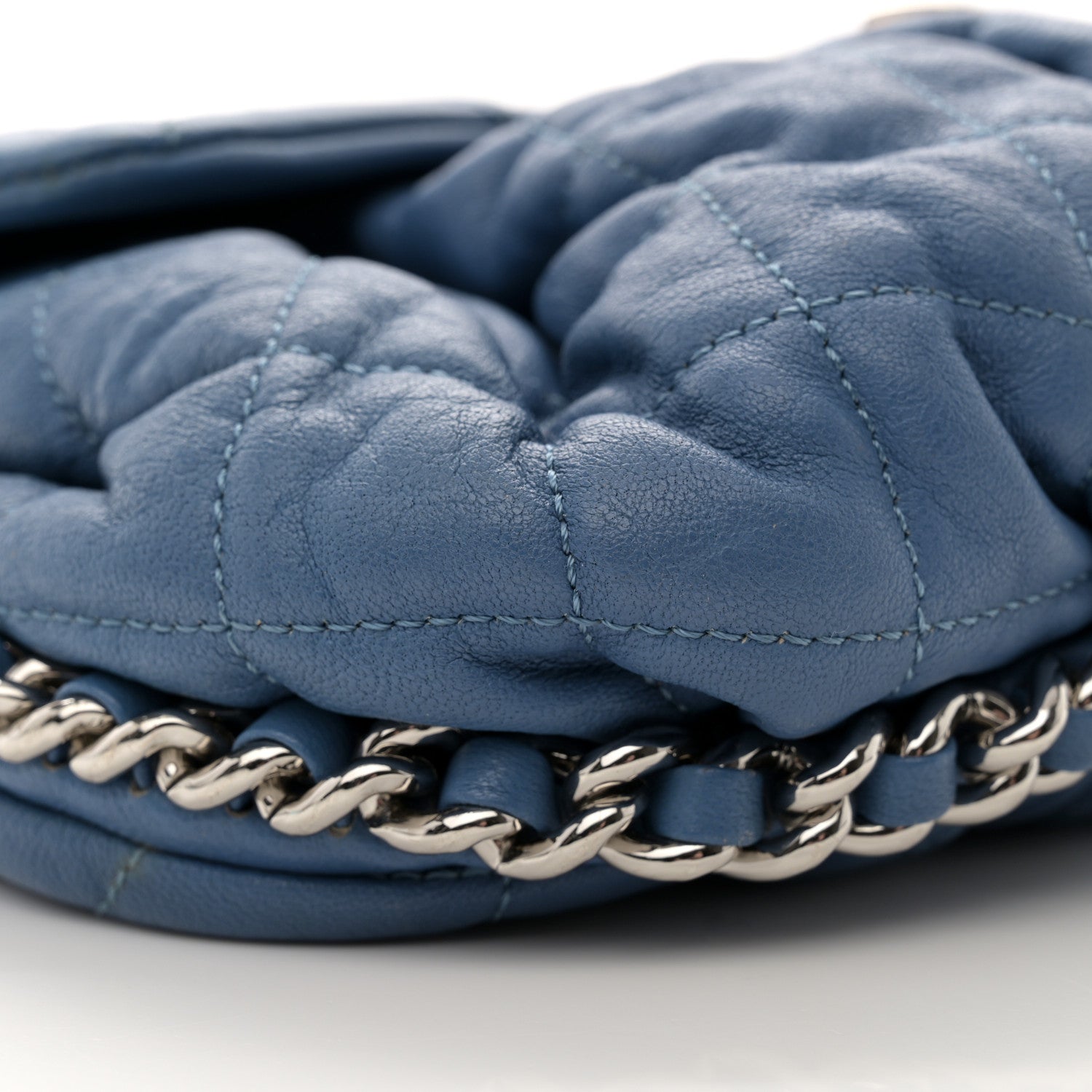 Chanel Washed Lambskin Quilted Medium Chain Around Messenger Blue 9 of 11