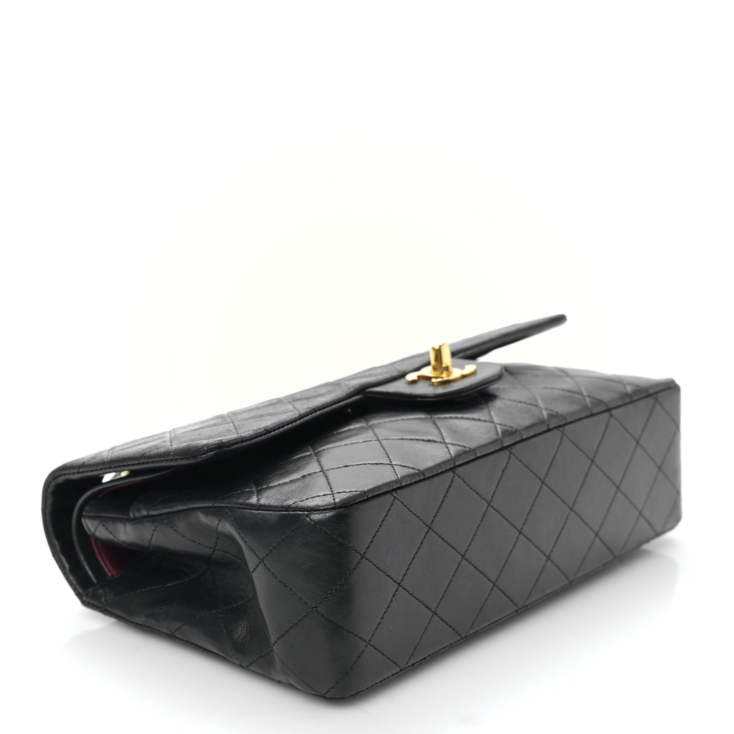 Lambskin Quilted Medium Double Flap Black