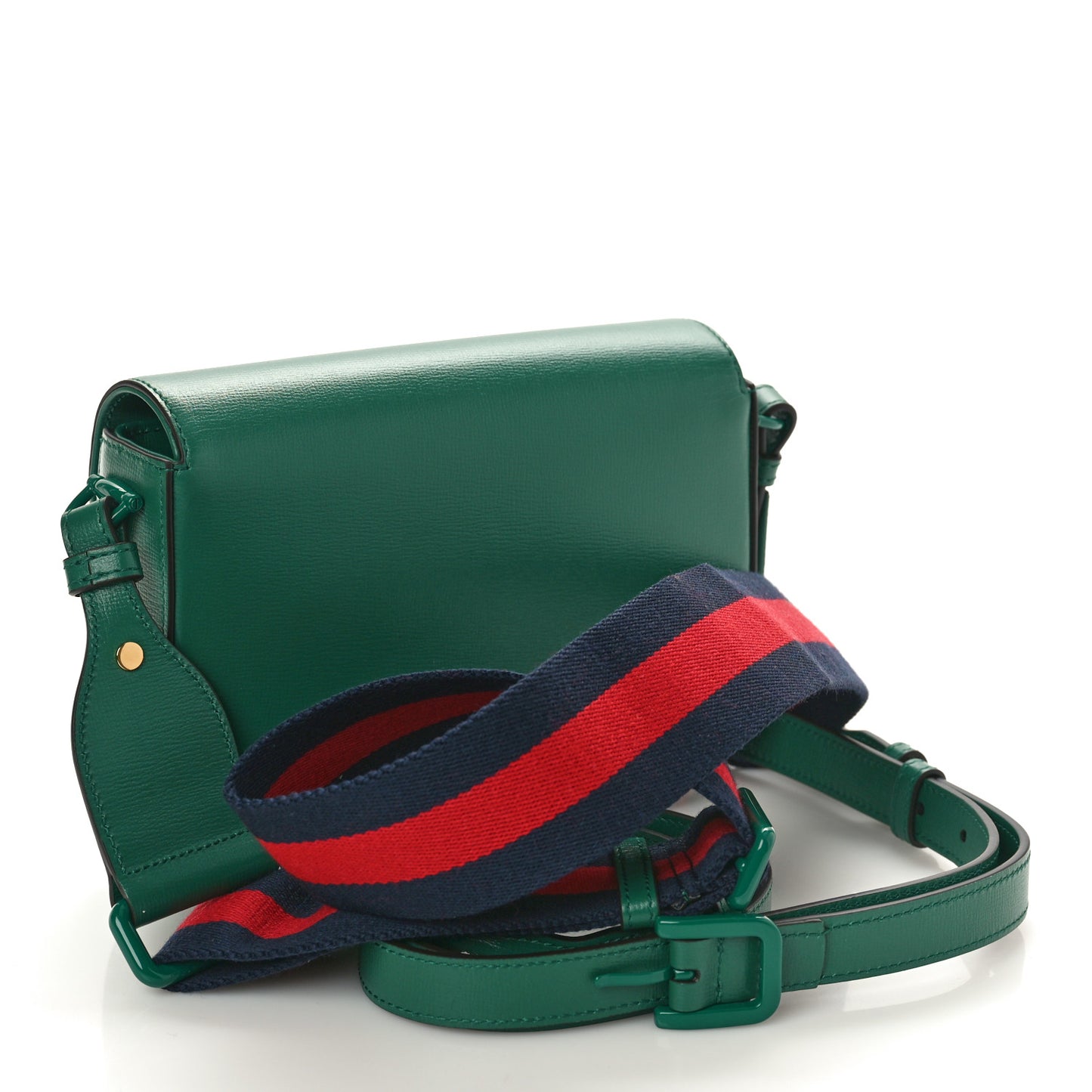 Azalea Calfskin Web Monochrome Horsebit 1955 Shoulder Bag Emerald