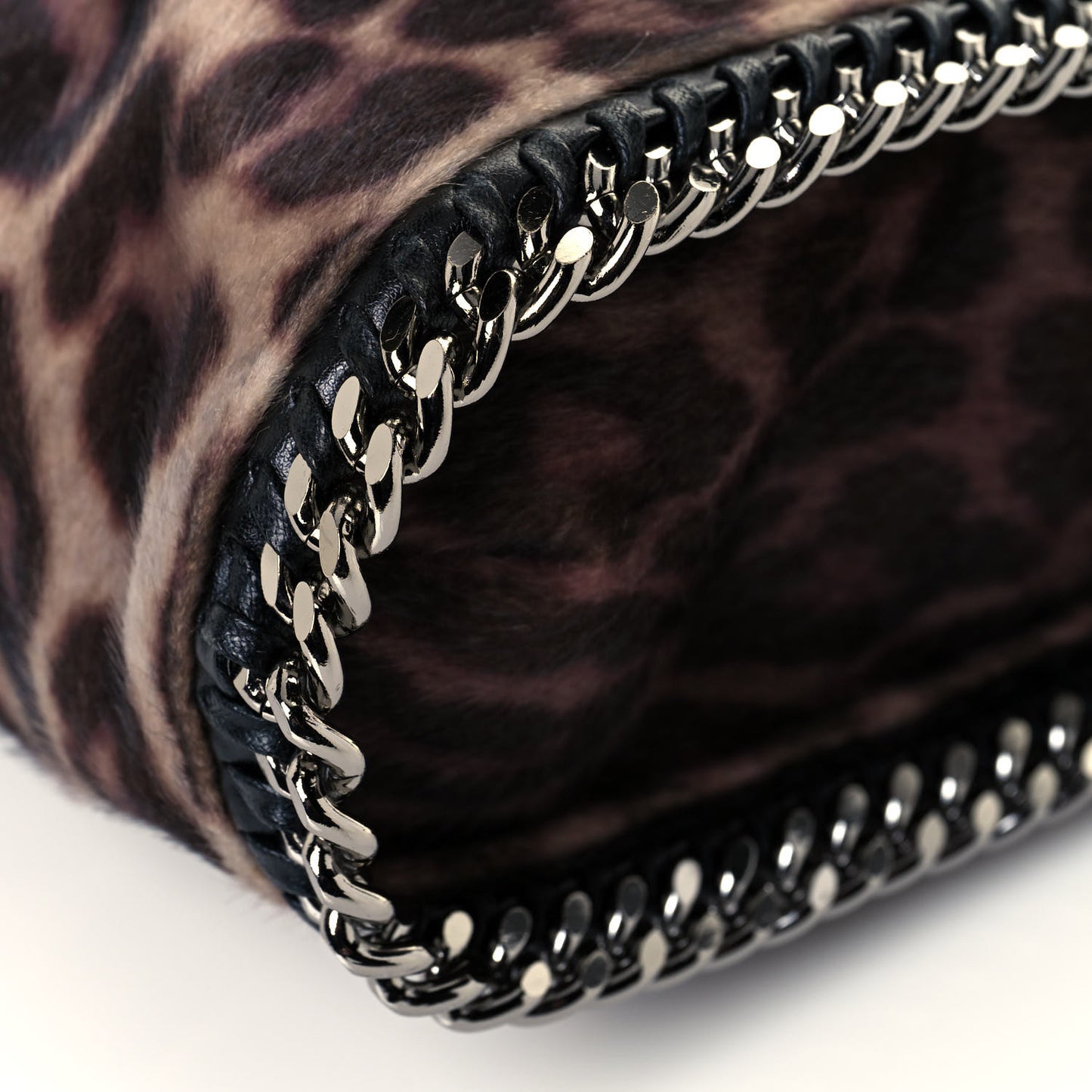 Faux Calf Hair Leopard Print Small Falabella Tote Brown
