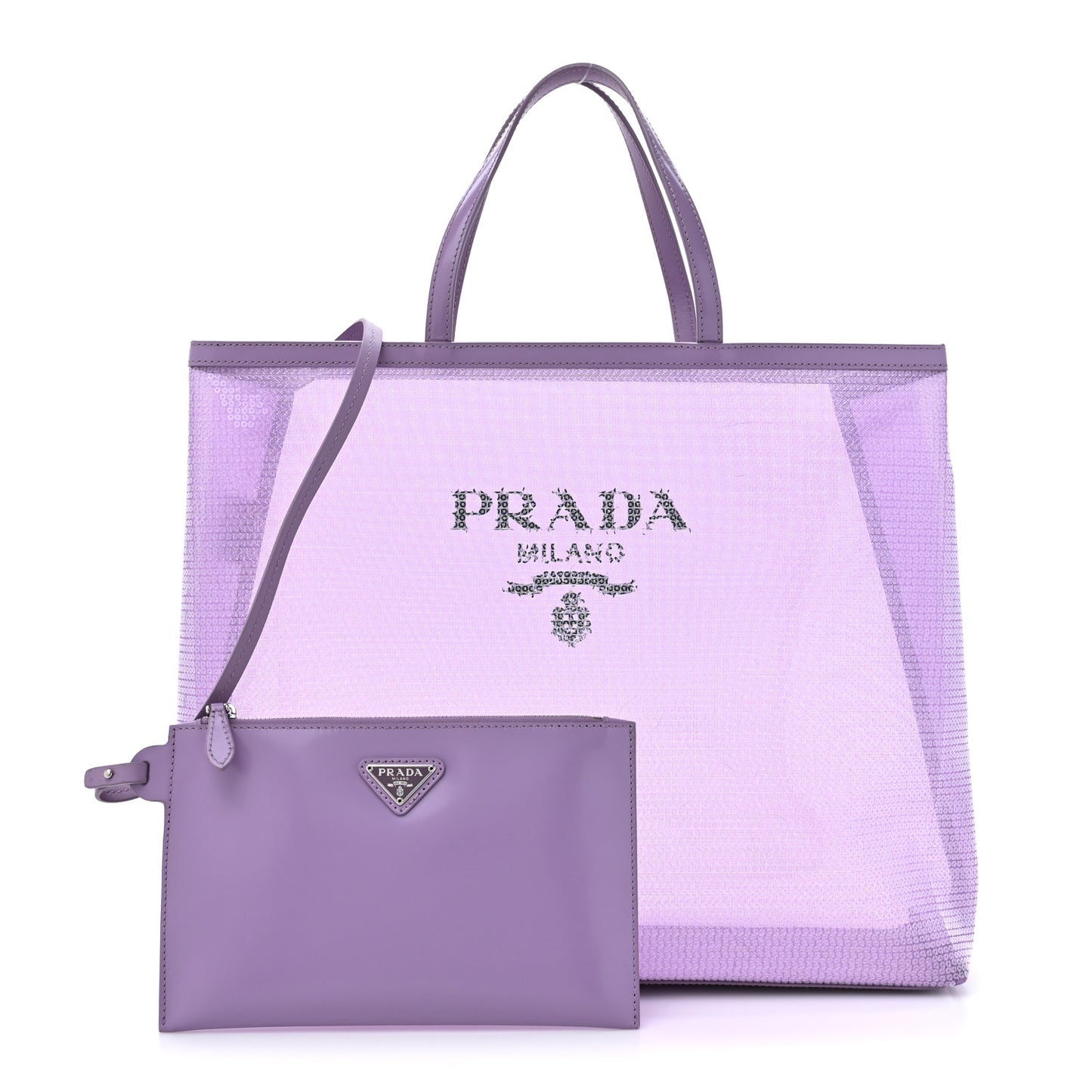 Mesh Paillettes Spazzolato Logo Shopping Tote Lilium