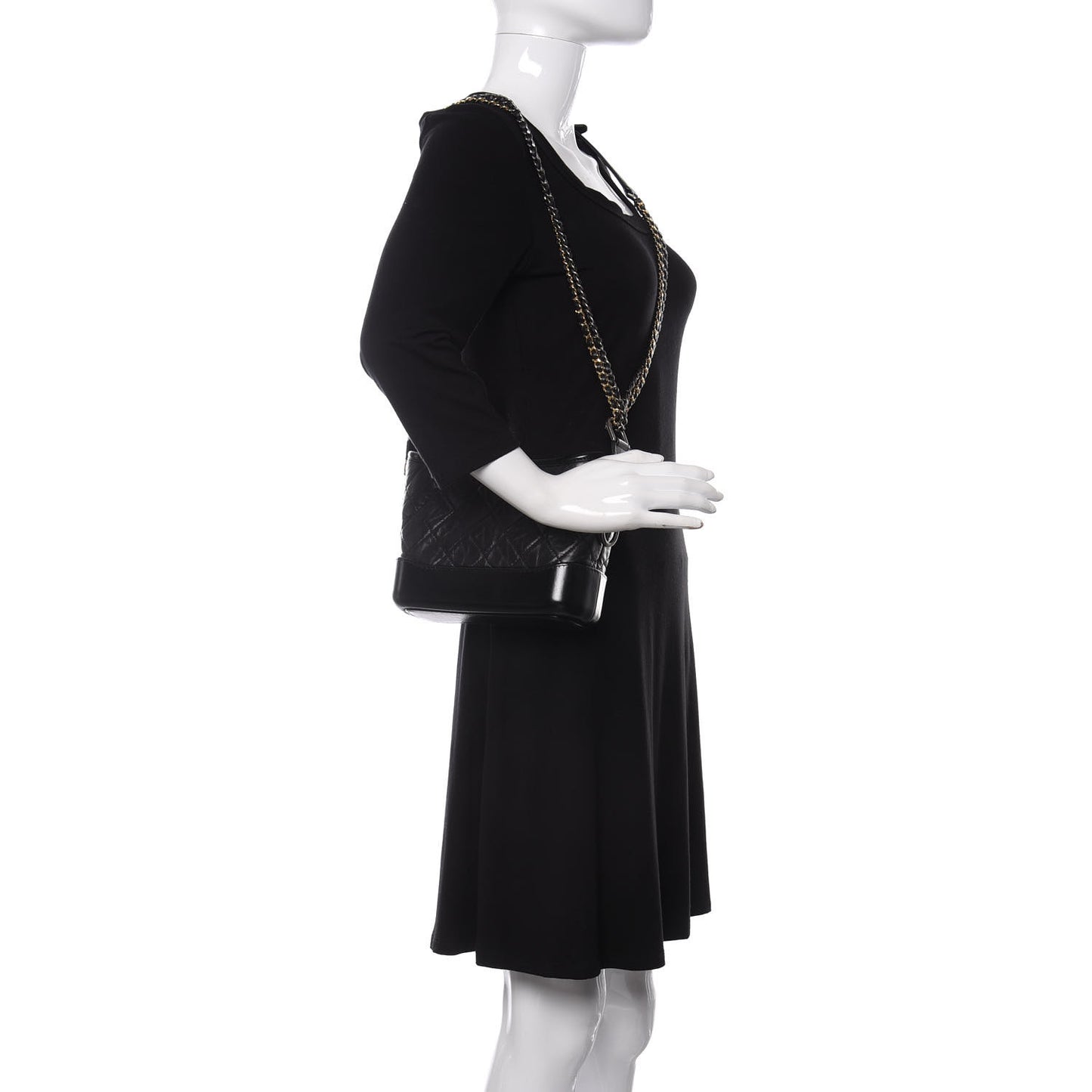 Aged Calfskin Quilted Small Gabrielle Hobo Black