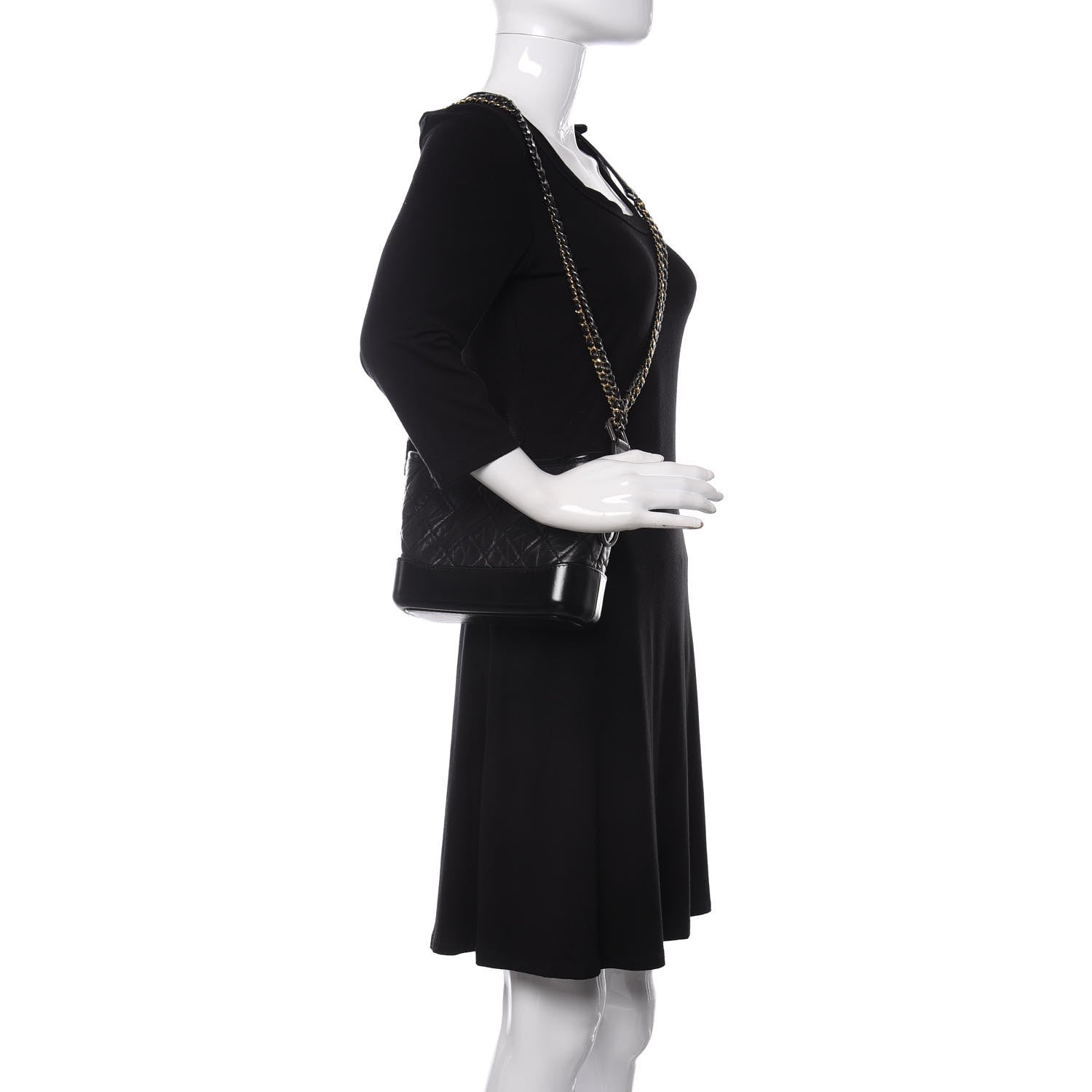 Chanel Aged Calfskin Quilted Small Gabrielle Hobo Black 2 of 11