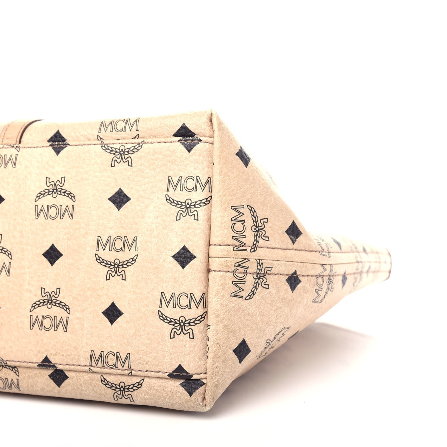MCM Visetos Striped Tote Beige 9 of 10
